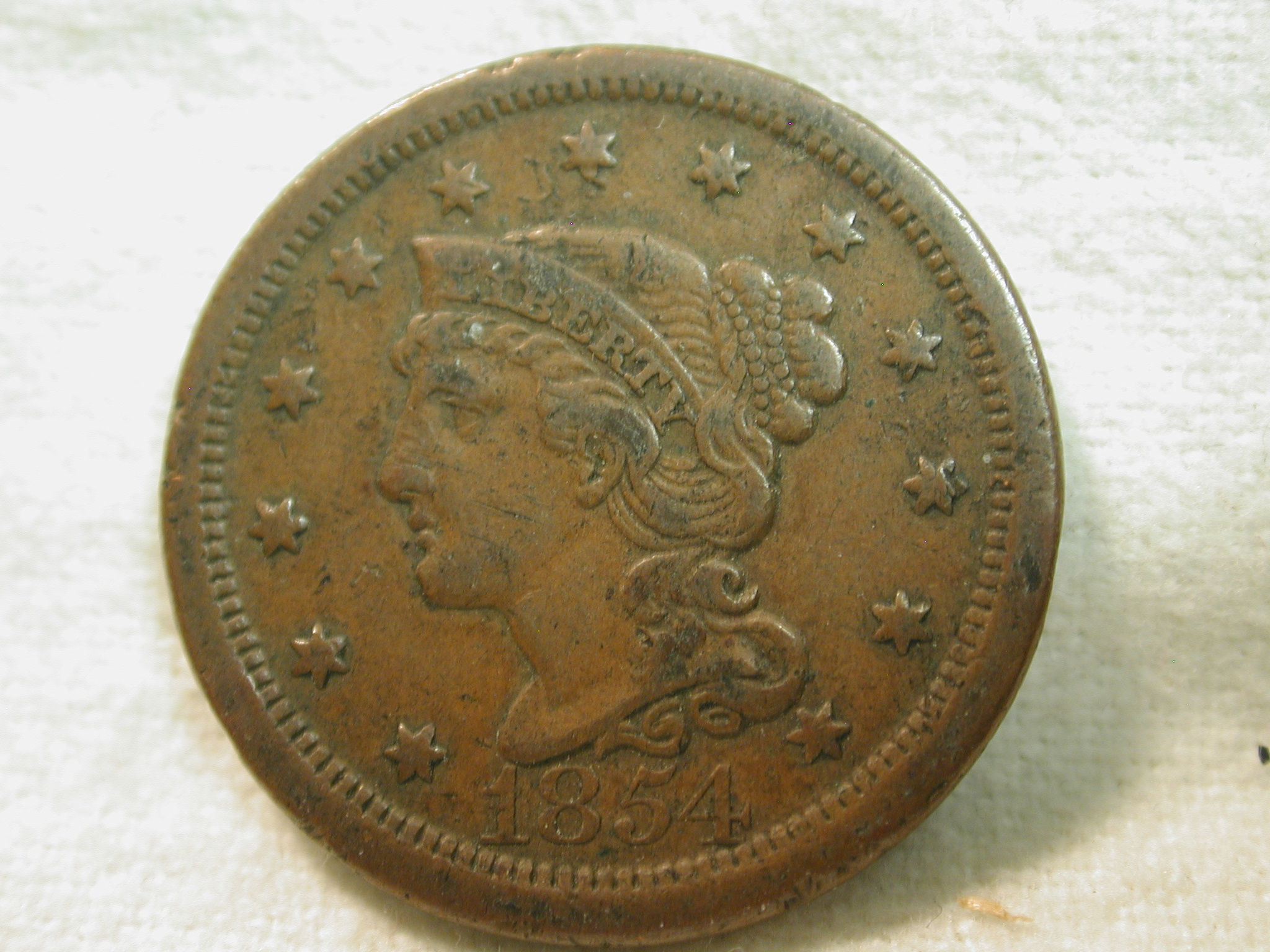 1854 U.S. Large Cent (Braided Hair) Very Fine