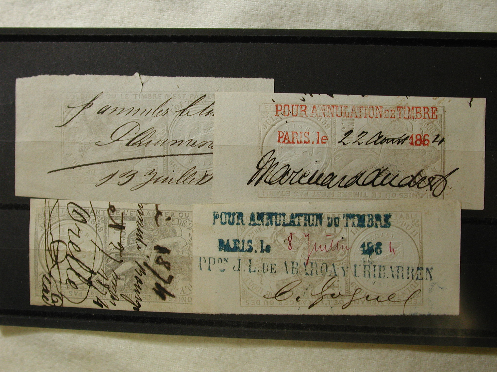 France Very Old Revenue Stamped Paper 1864 Cancelled