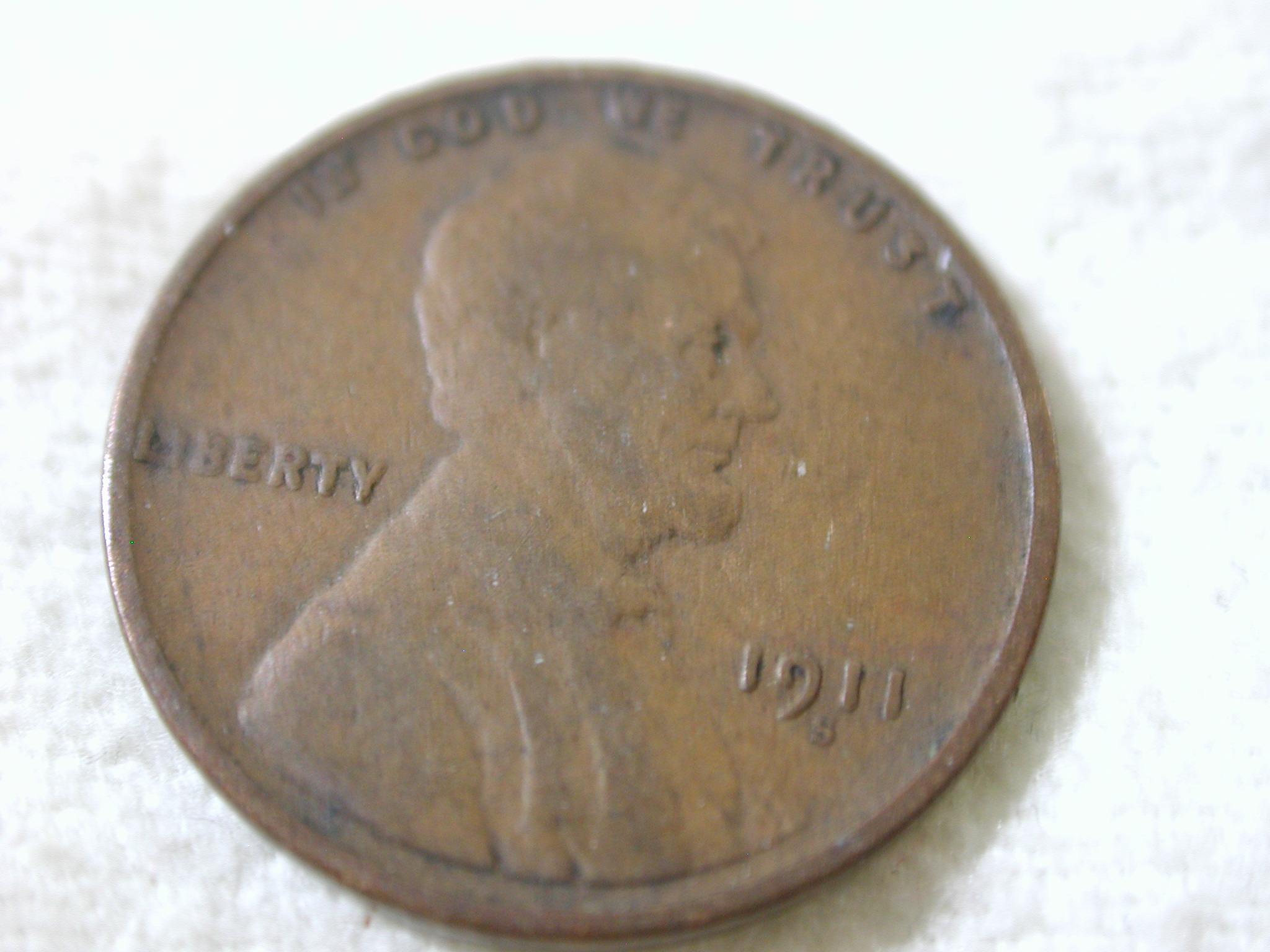 1911-S U.S Lincoln Wheat Cent Type Very Good