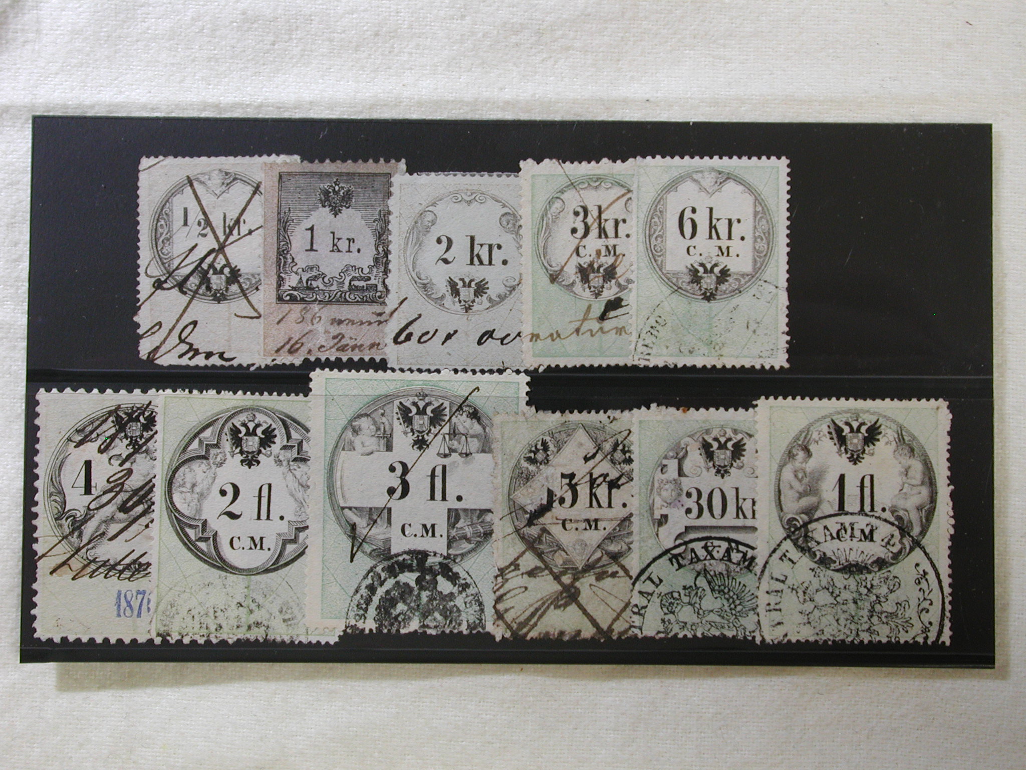 1870-1880 Hungary 11 Revenue Stamps