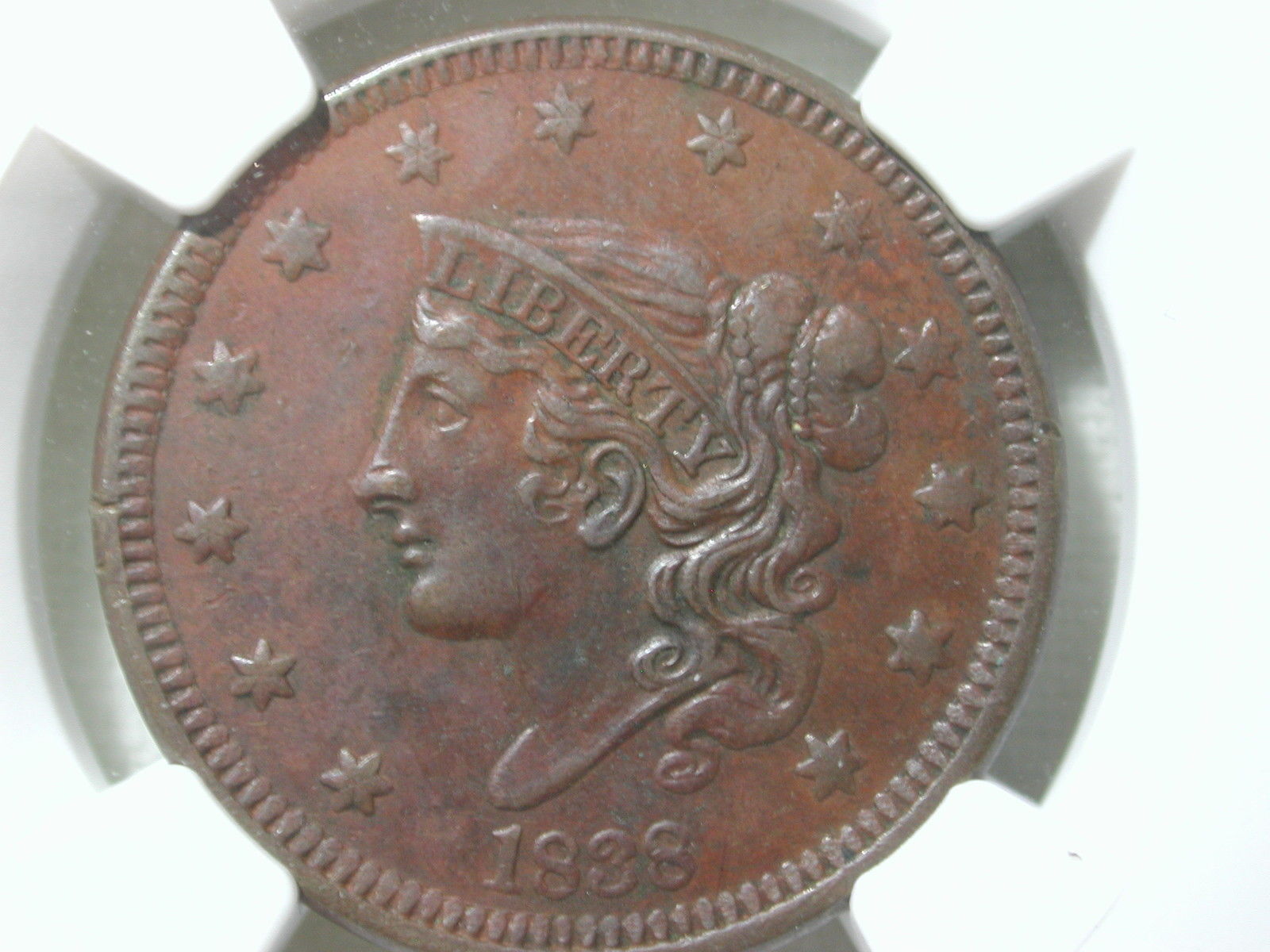 1838 Coronet Liberty Large Cent Penny NGC Certified 1C AU Details