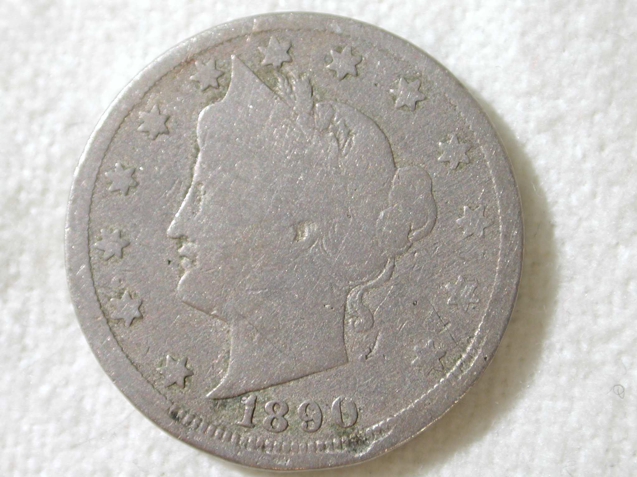 1890 U.S. 5 Cent Liberty Nickel Good Condition