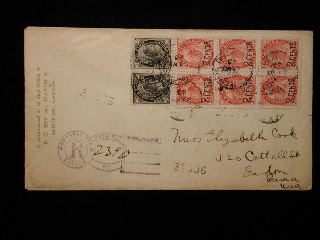Canada Montreal Registered Cover to United States 1925 Back Stamped Easton PA