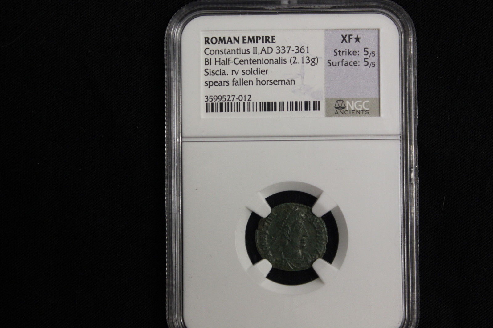 Constantius II AD 337-361 BI Half-Centenionalis NGC XF soldier horseman