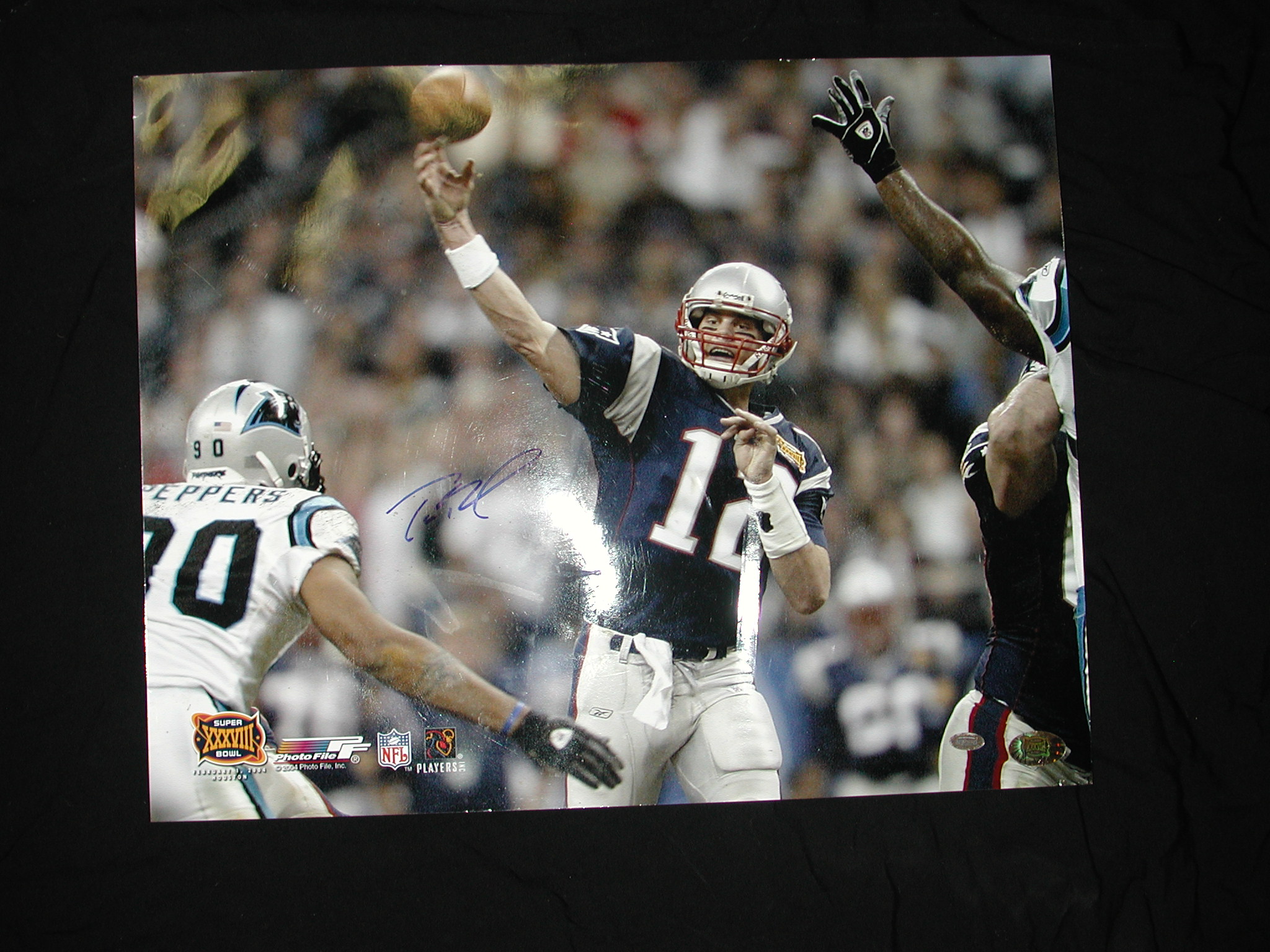 Tom Brady signed large 16 x 20 Super Bowl 38 Mounted Memories COA 2004