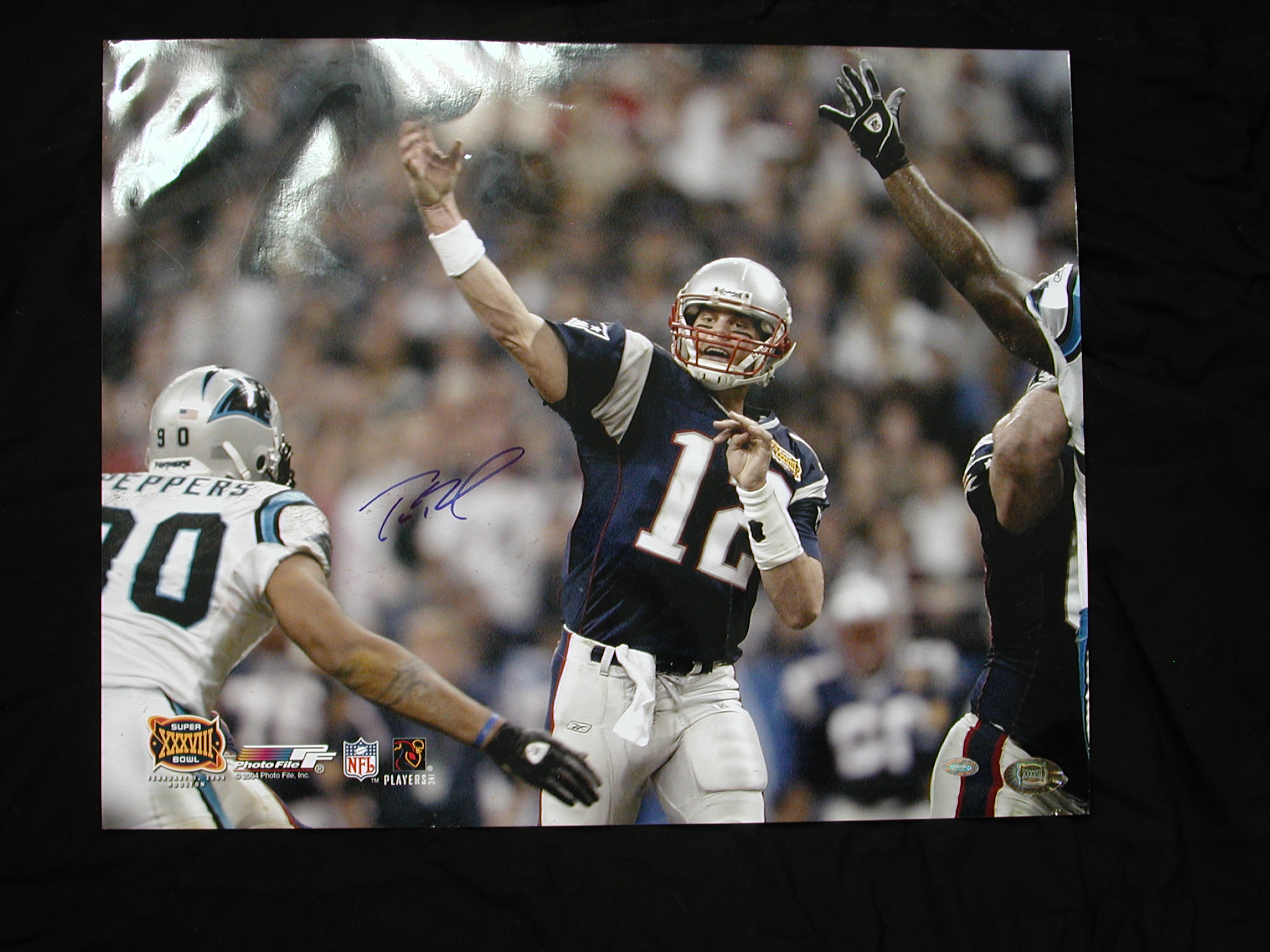 Tom Brady signed large 16 x 20 Super Bowl 38 Mounted Memories COA 2004