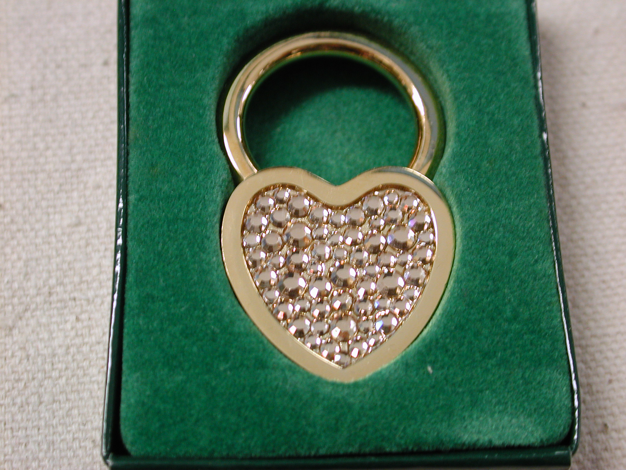 Kathrine Baumann Beverly Hills White Crystal Heart Key Ring