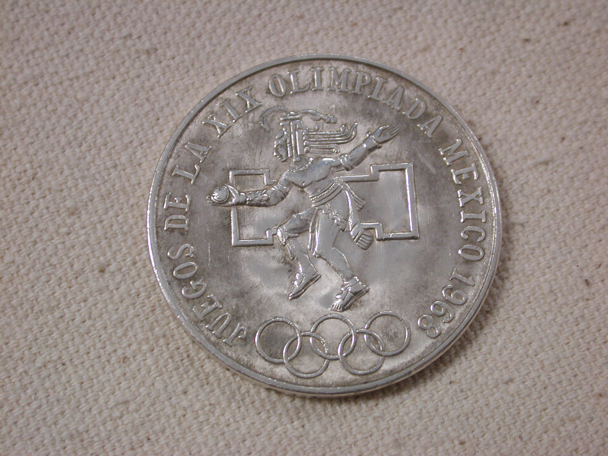 1968 Mexico Olympics 25 Pesos (Silver) About Uncirculated