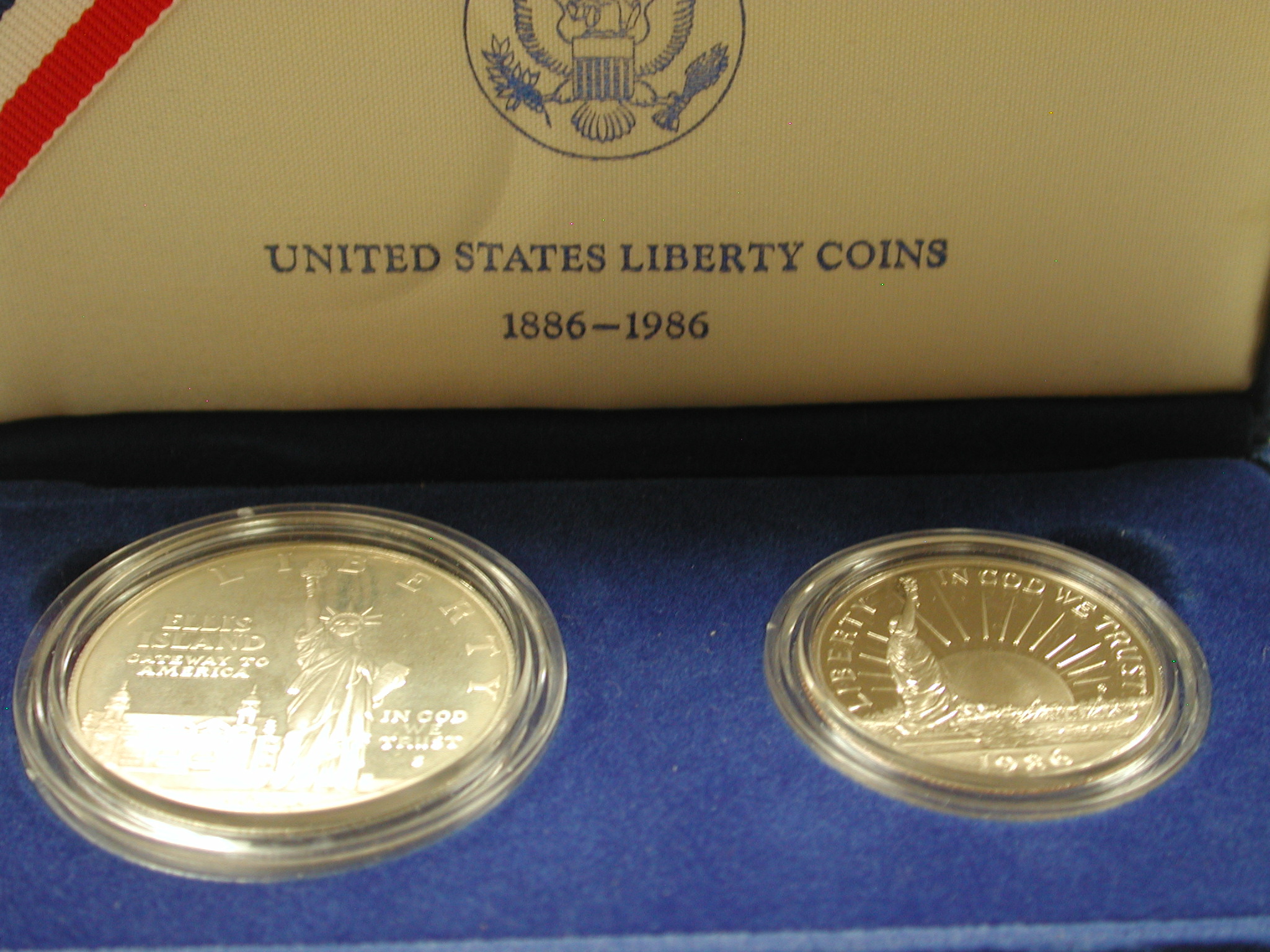 U.S 1986- S Statue of Liberty Half Dollar 2 Coin Proof with box