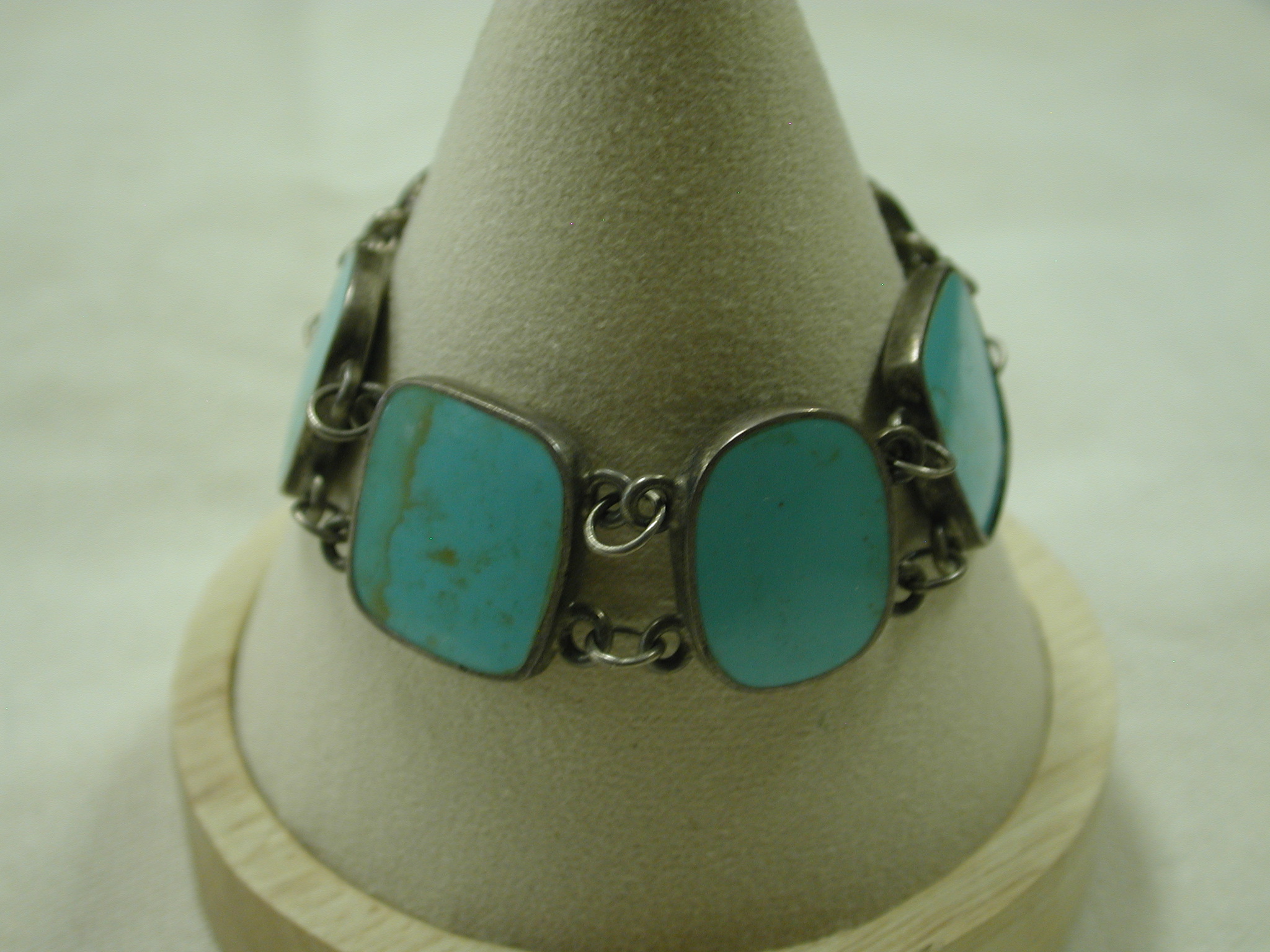 Polished Turquoise Flat Geometric 20mm Bracelet 7 inches