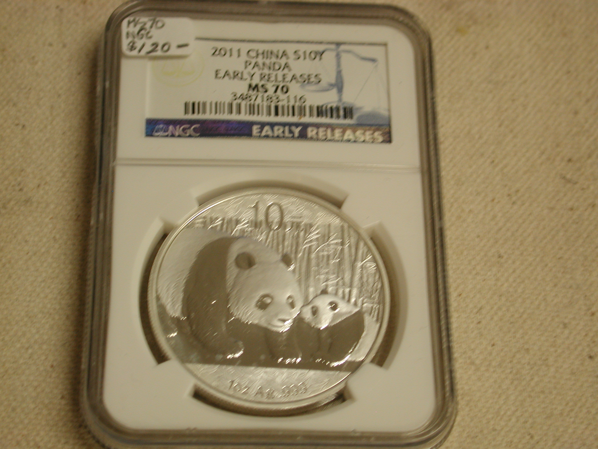 2011 China 10Y Panda Early Releases MS70 NGC
