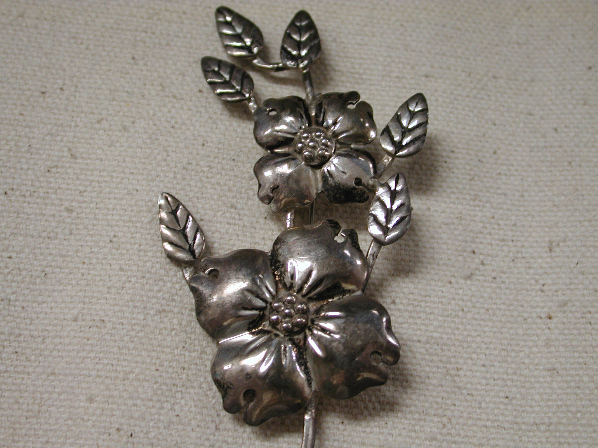 Sterling 4" large  Dogwood flower brooch Carsi Taxco TC-57