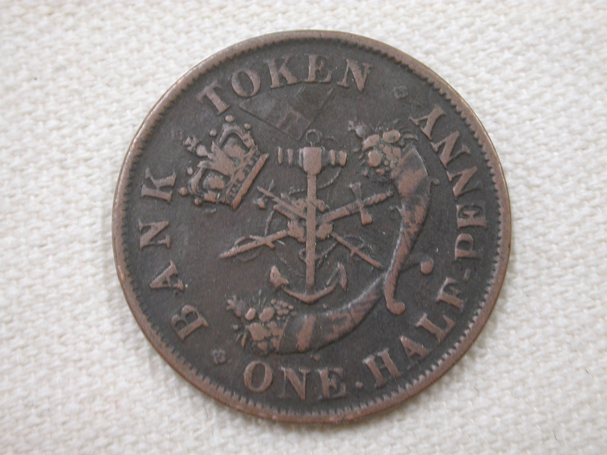 1857 Bank of Upper Canada Half Penny Very Fine