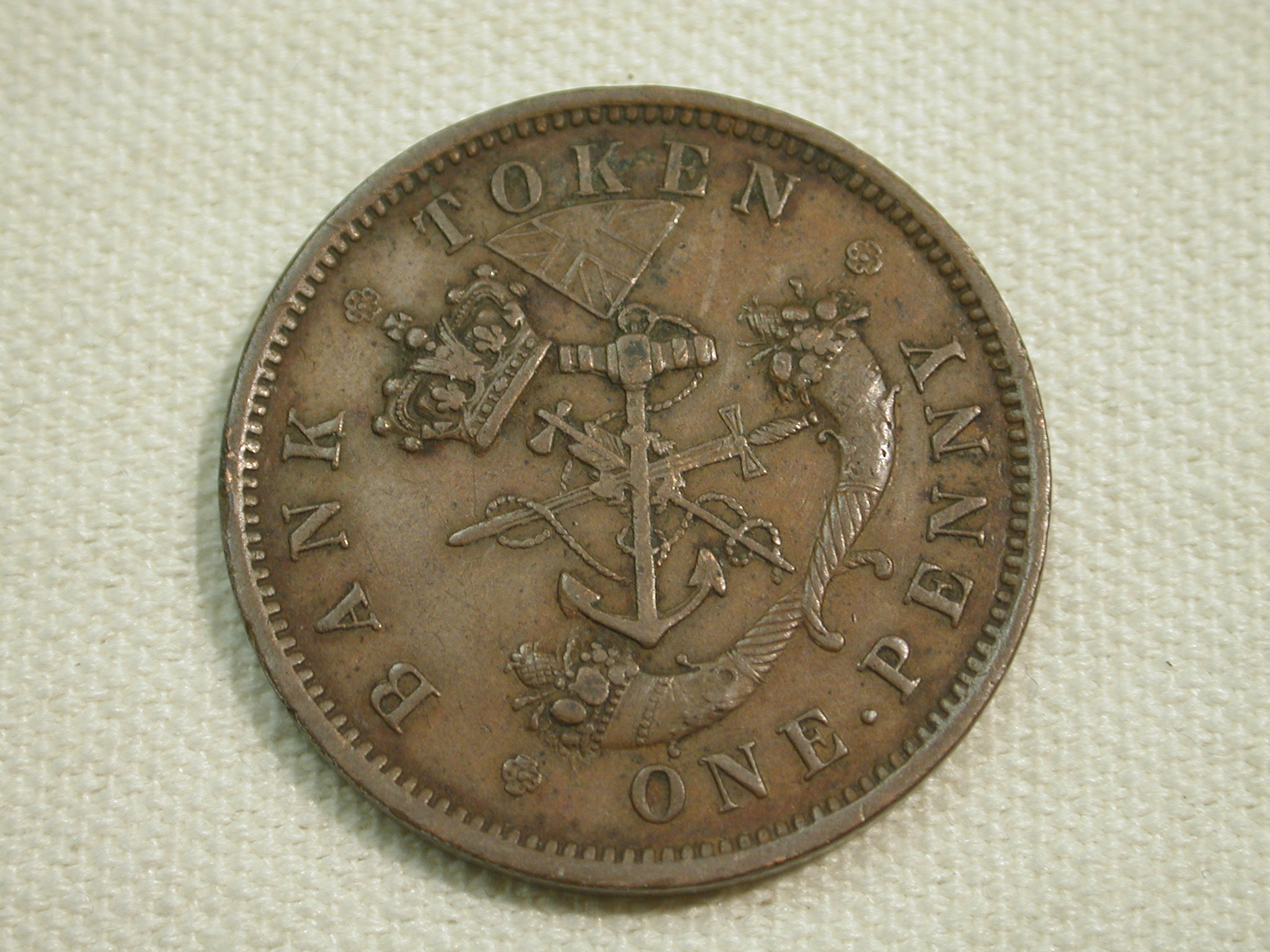 1857 Bank of Upper Canada One Penny Extra Fine