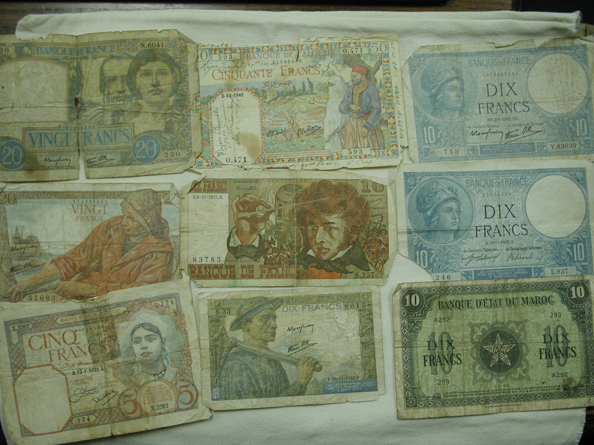 1916-1940s Assorted French Currency lot of 16 circulated