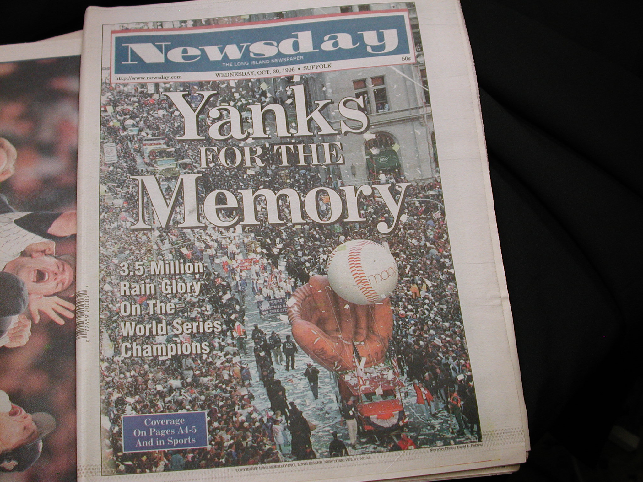 1996 NY Yankees World Series Framed Newspaper Cover Print 