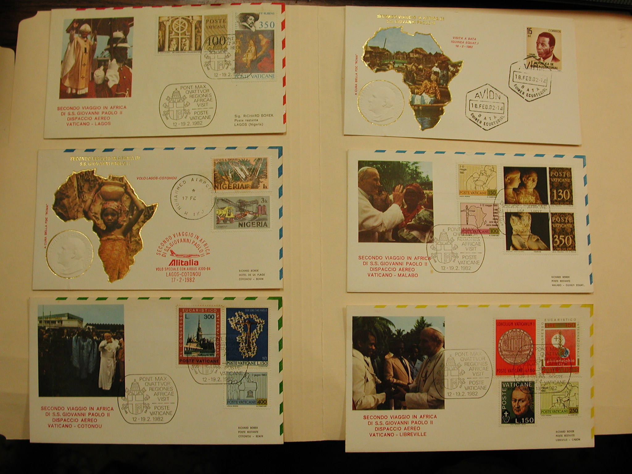 Pope John Paul II-The Golden Series-Africa, Nigeria-15 Postcard Envelopes 1982