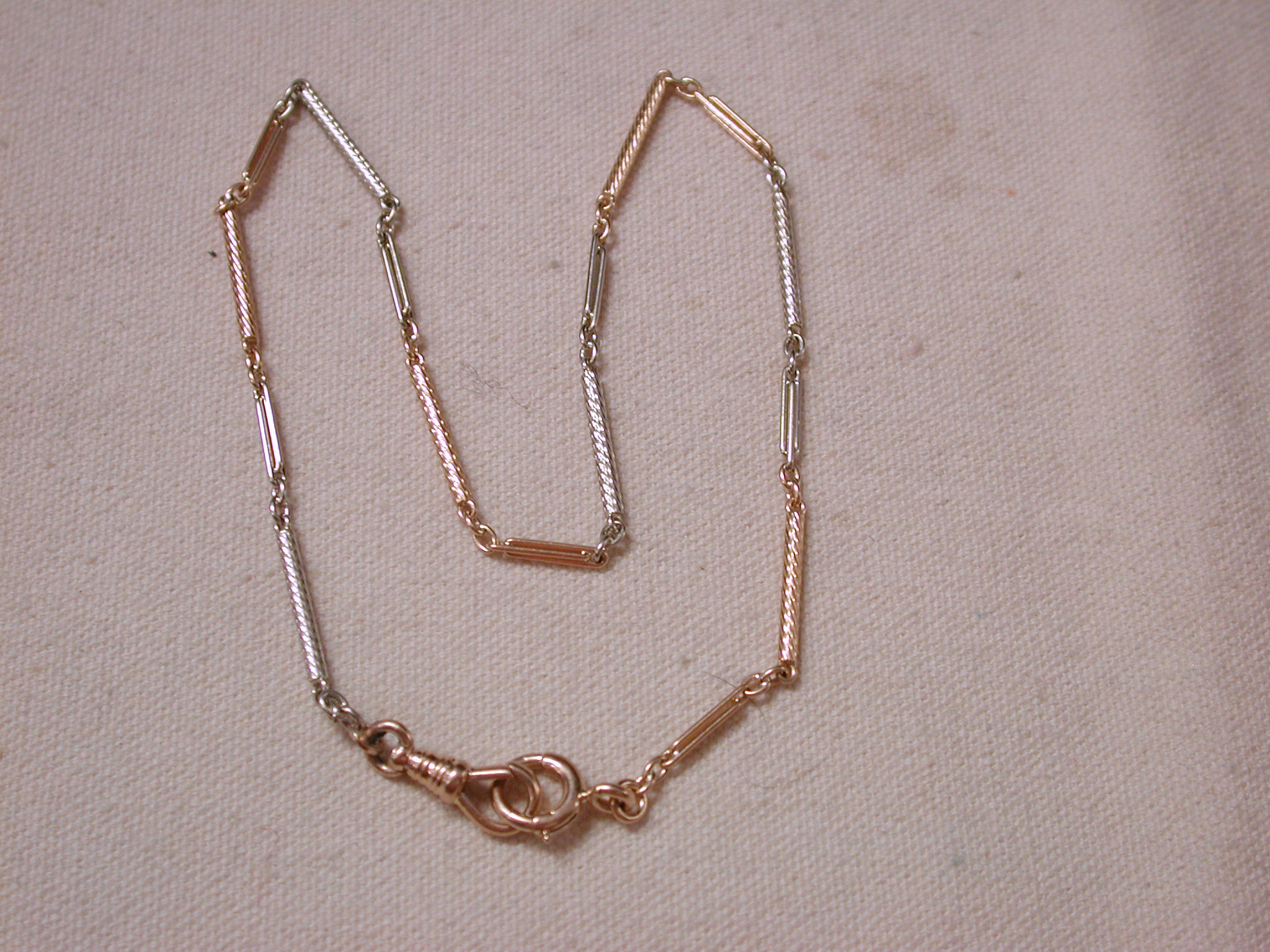 14KT white yellow Fob 14"choker Assymetrical Solid fabulous