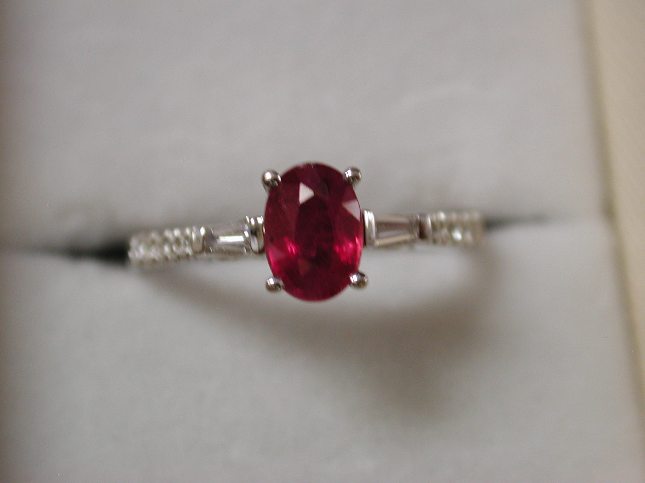14KT white gold Ruby and Diamond 3/4 carat Size 7