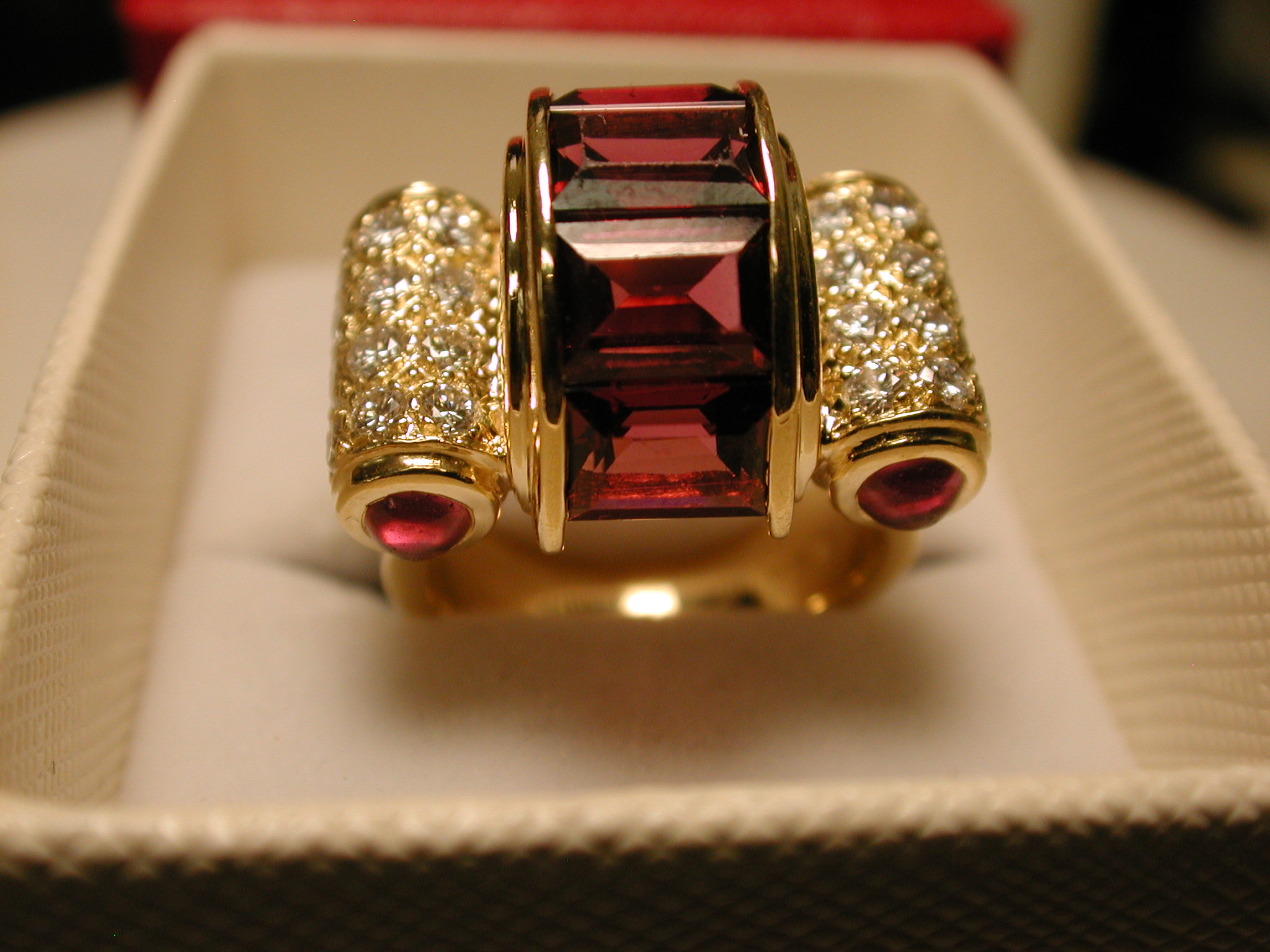 Steven Lagos vintage 18KT Rhodolite Garnet Diamond 6 Carat+ Art Deco style