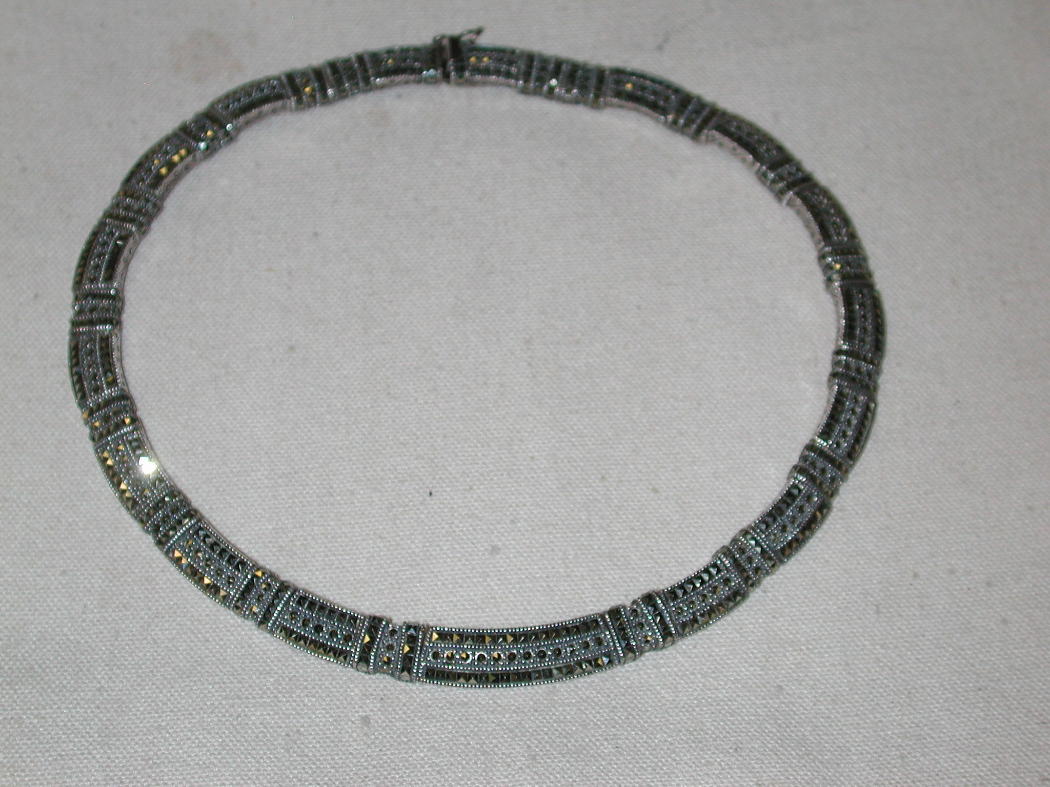 Sterling Sparkling Marcasite 16" Solid Collar 8mm Perfect