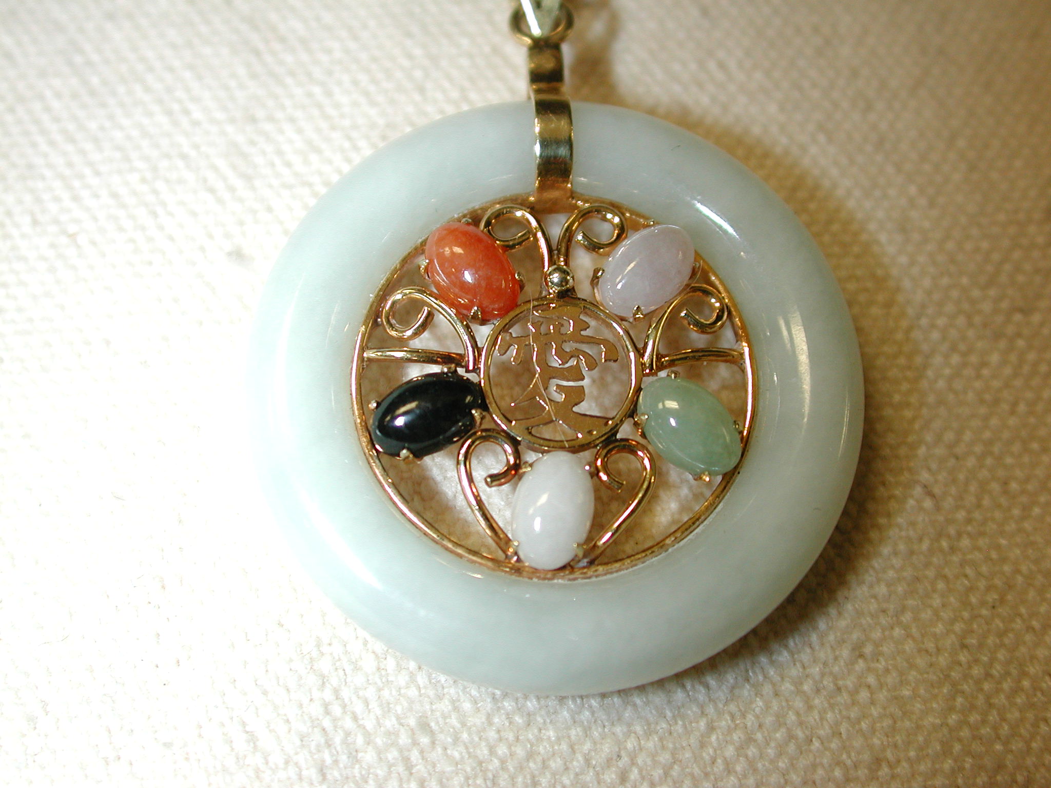 14KT Circle Jade Ring Love Pendant multi color 36mm round