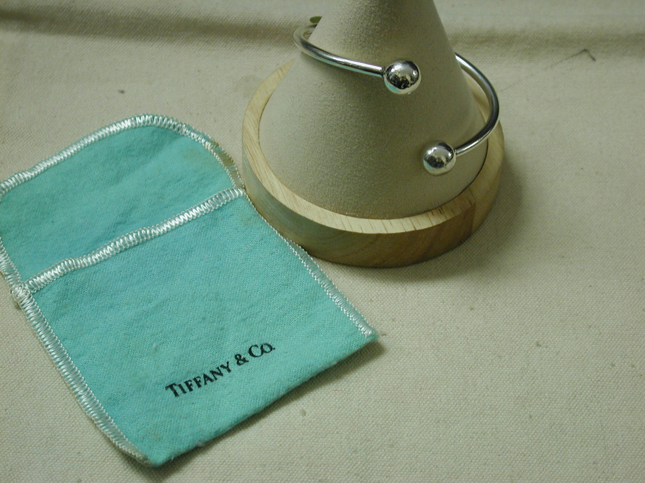 Tiffany Sterling Bypass Cuff 11mm Ball Bangle Vintage Assymetrical