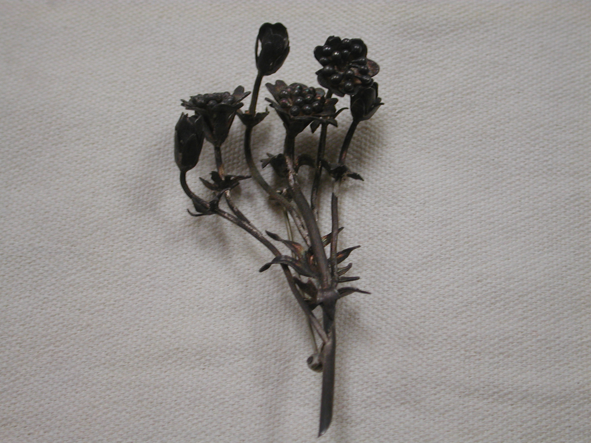 Vintage Sterling Bouquet Rose and Lily brooch 3.5inches hallmarked
