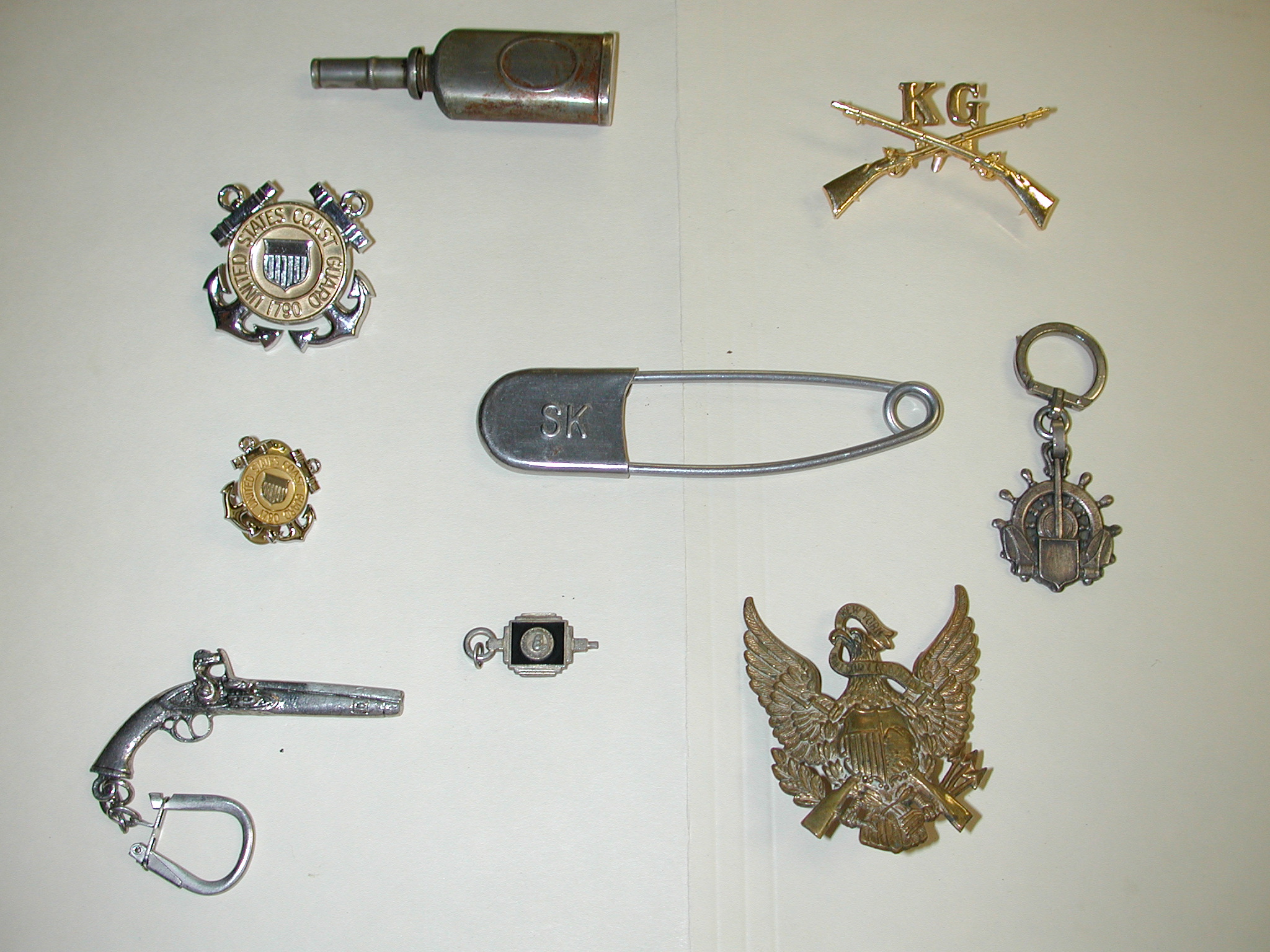 Vintage Military and Coast Guard Badges odd lot 9 items