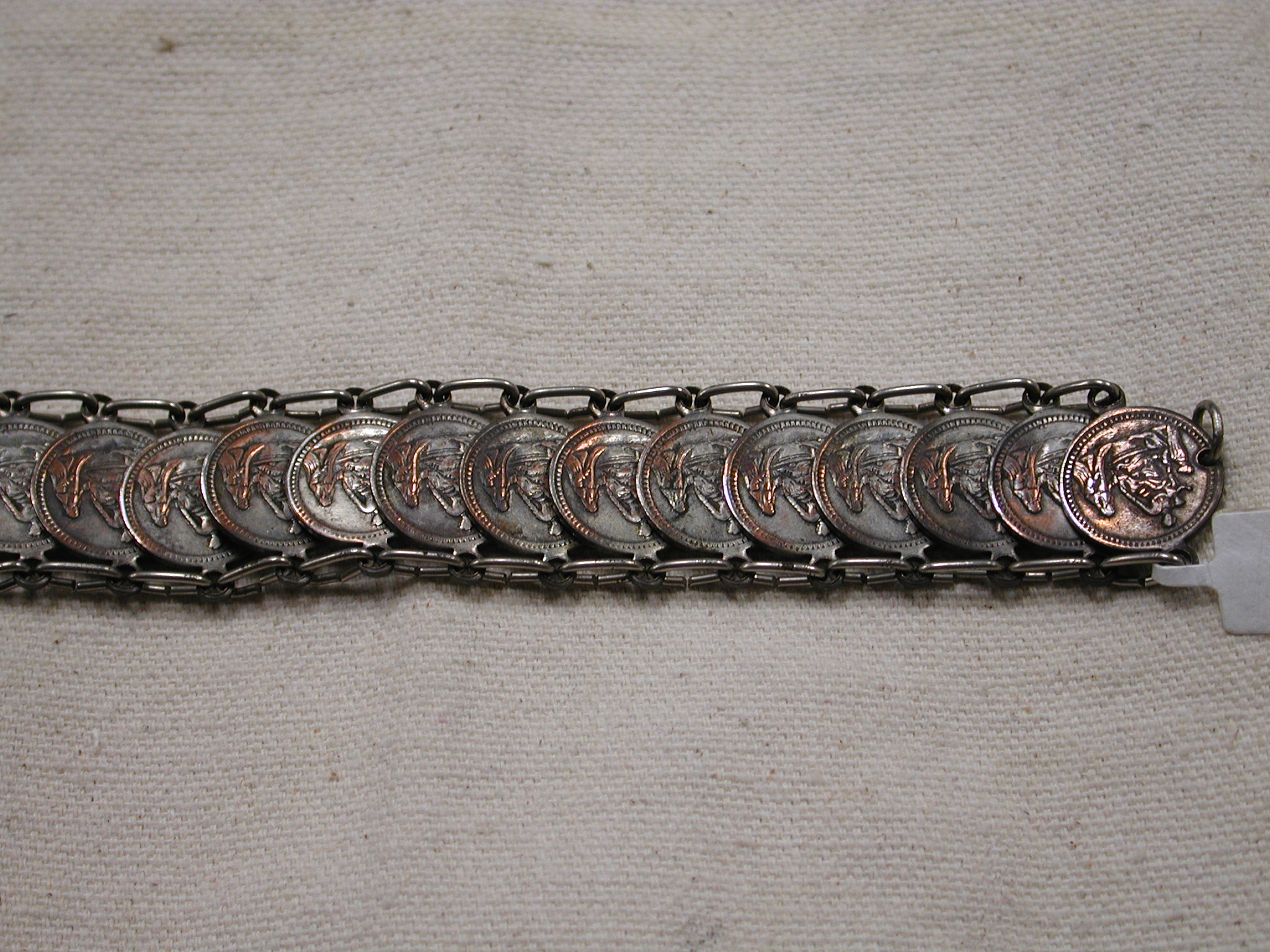 Vintage Our Lady of the Rosary of Pompei Italy bracelet 8" Silver Religious cuff