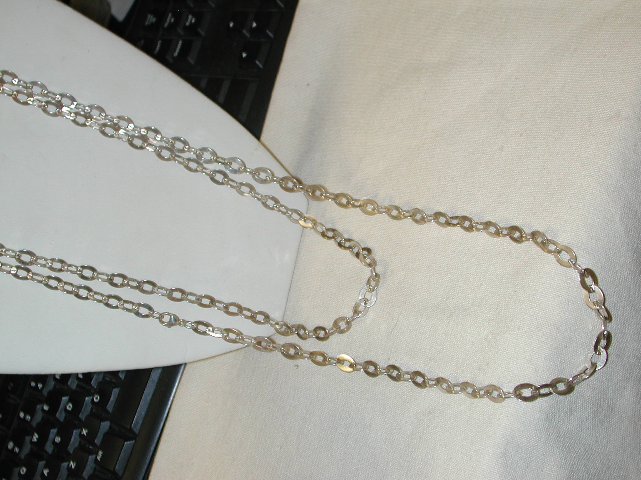 Sterling 60" interlocking Oval chain belt - long necklace - 8mm wide