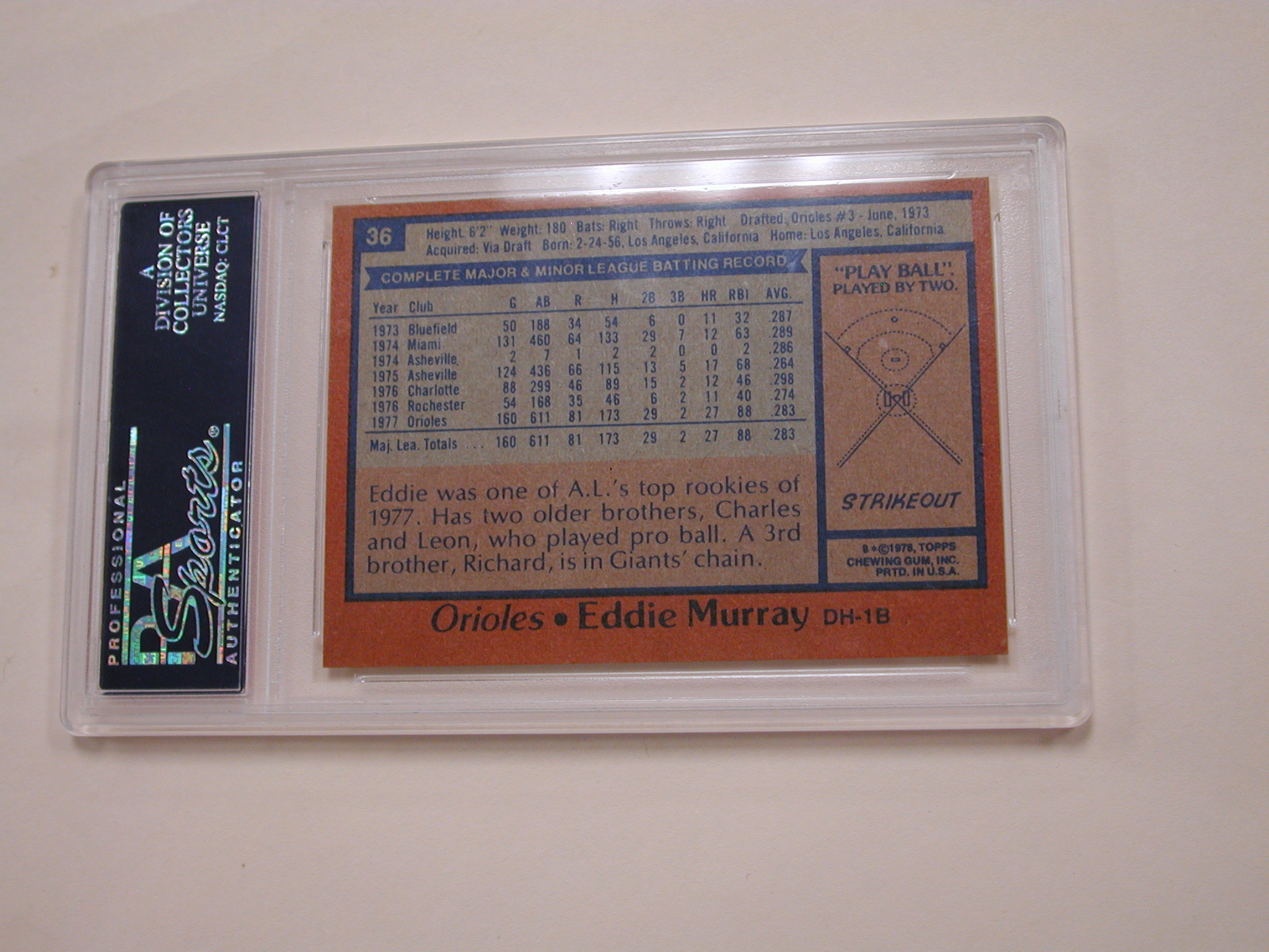 Lot - (EX) 1978 Topps Eddie Murray Rookie #36 Baseball Card