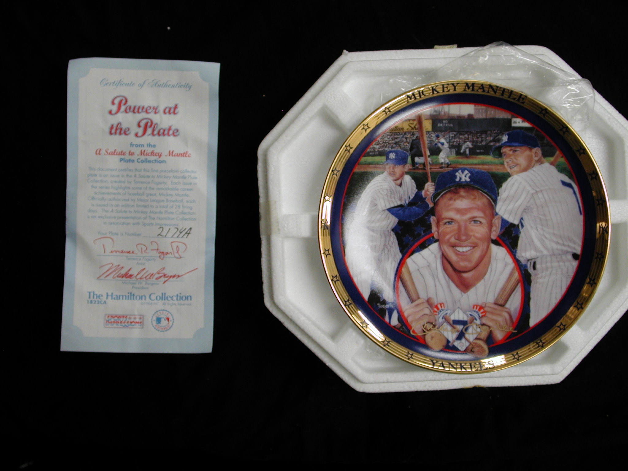 1996 Mickey Mantle-Hamilton Collection Plate- Yankees- Power At