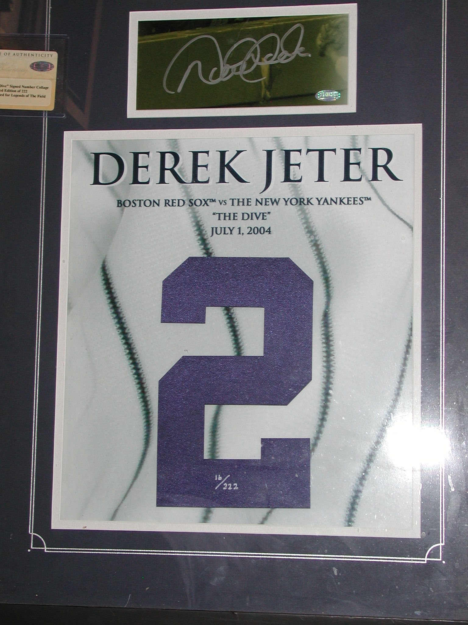 Derek Jeter Signed Framed Jersey Authenticated + COA New York Yankees