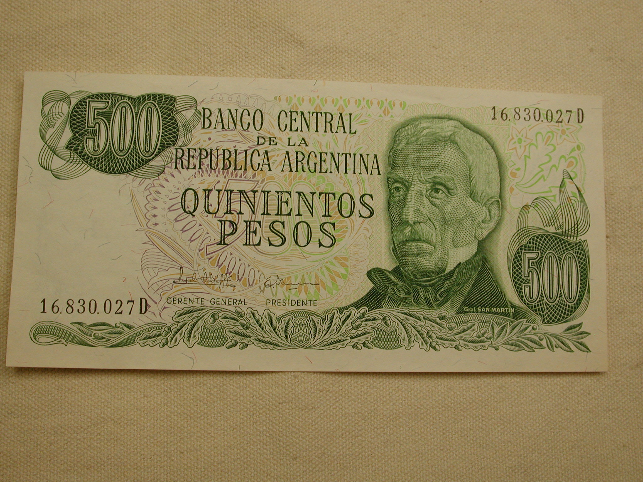 500 Pesos Crisp UNC 1970 Banco Central de la Republica Argentina