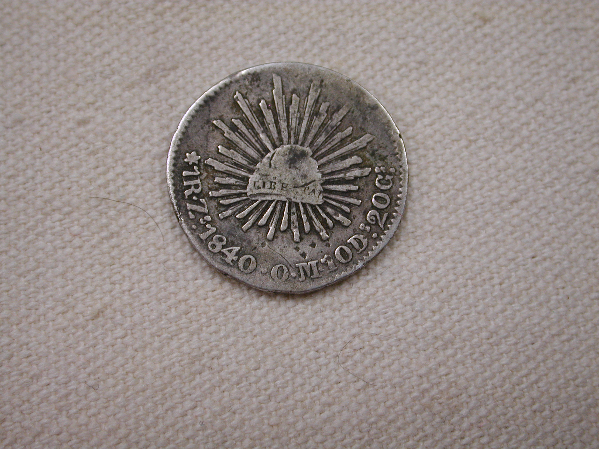 1840 Mexico 7R2 20C Republic Extra Fine
