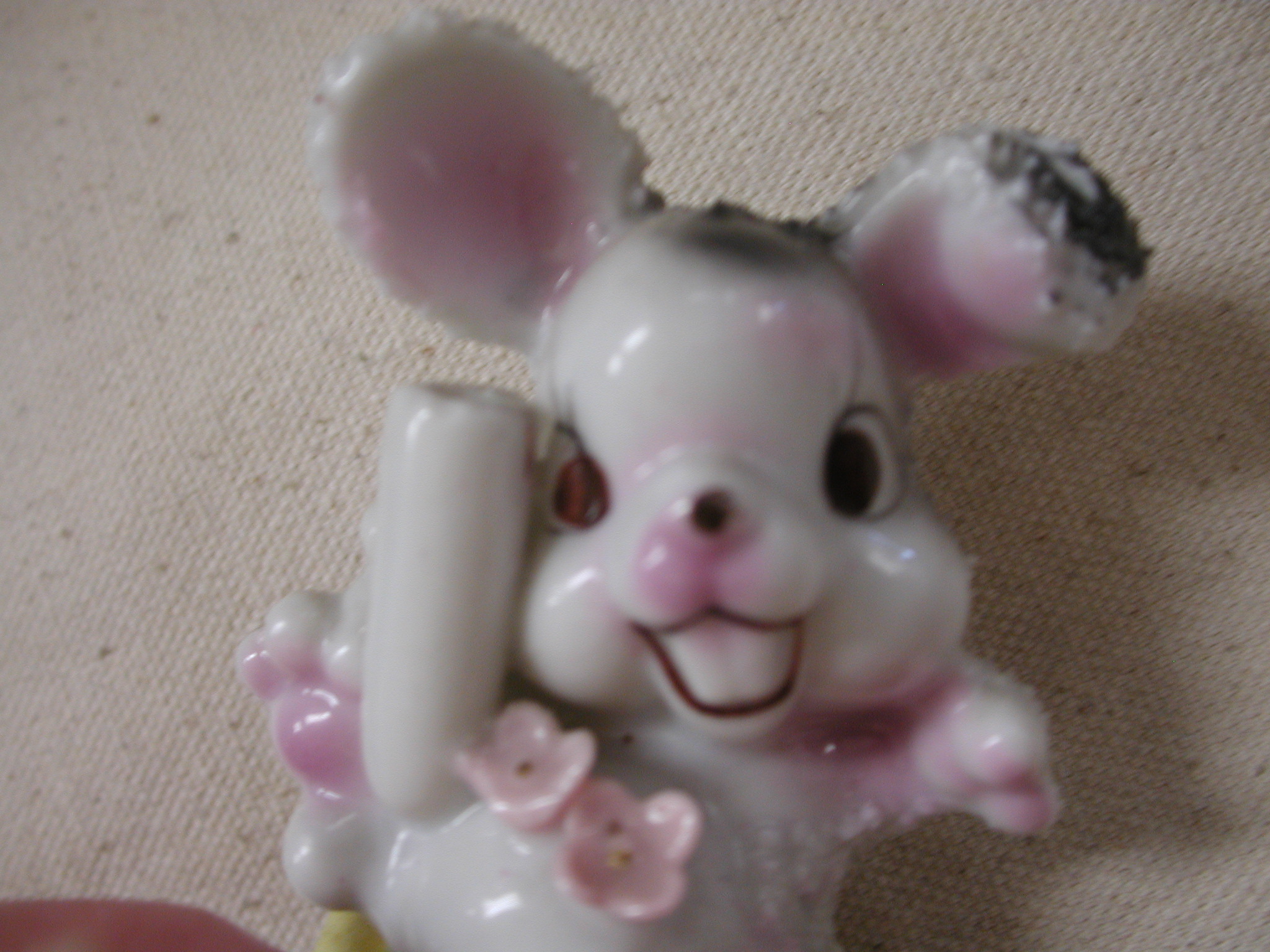 Vintage Japan cute Bunny sugared porcelain single stem vase handpainted