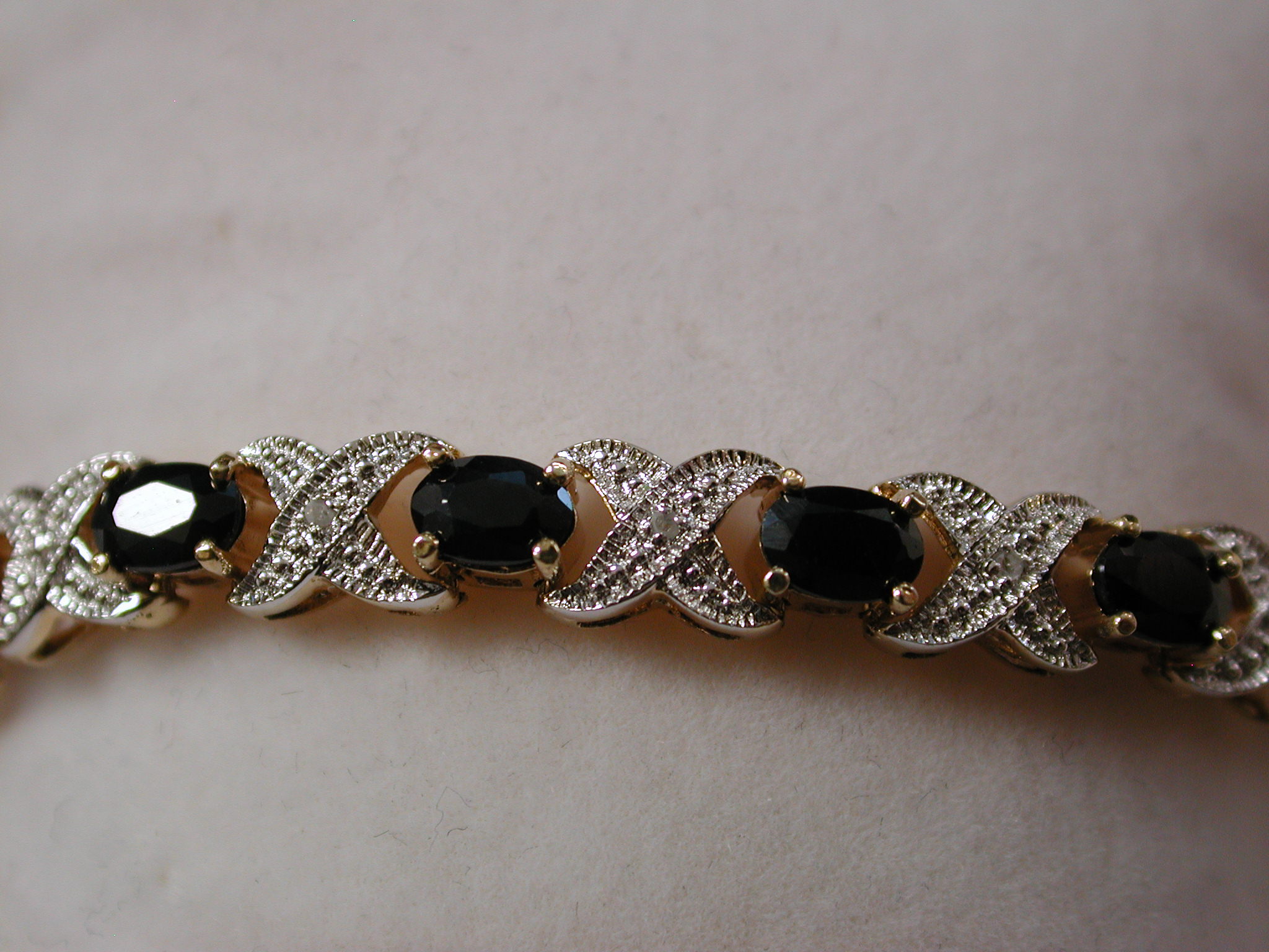 Sterling Vermeil Sapphire and Diamond XO  7.5 Inches long