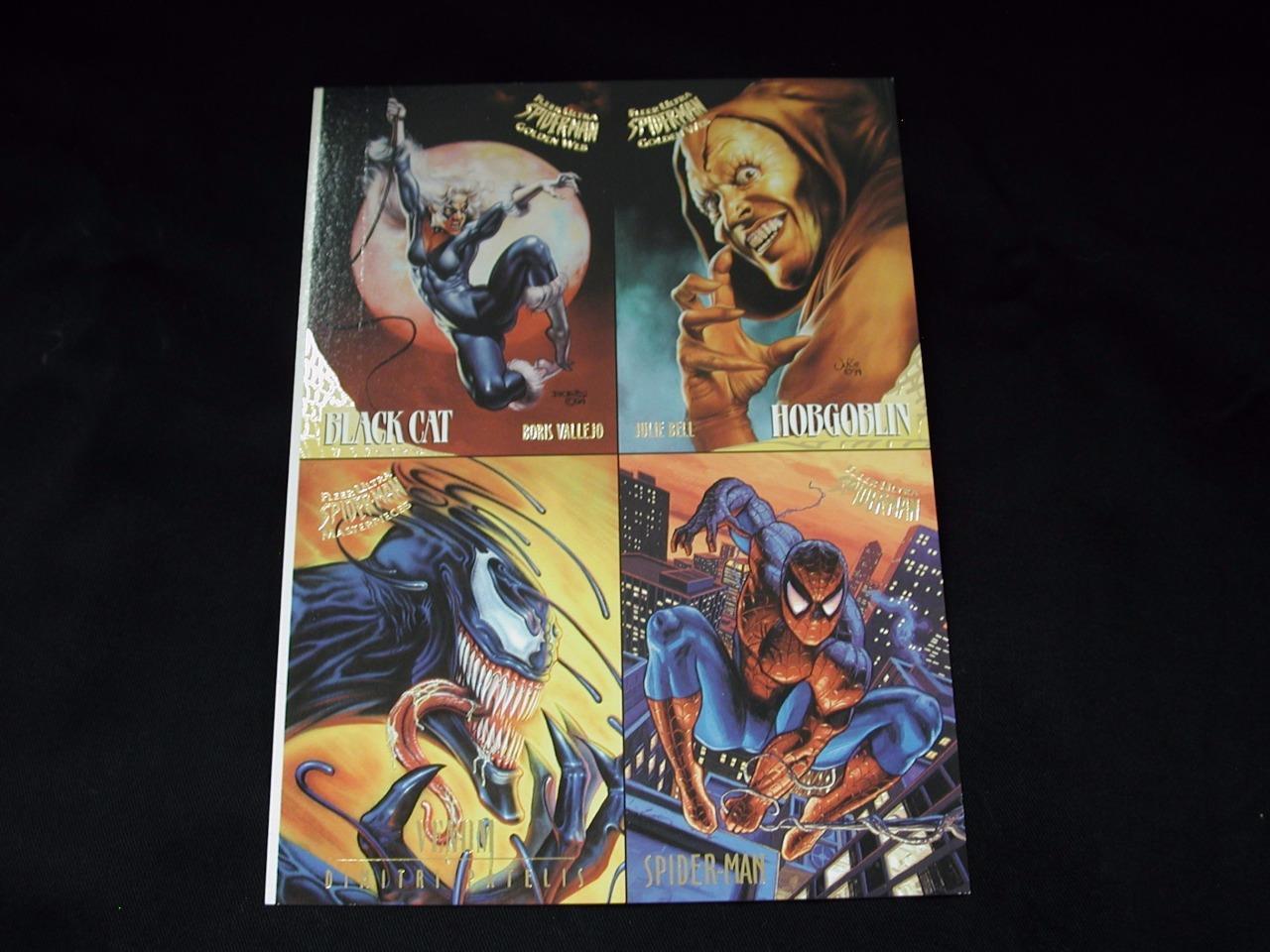 Fleer Ultra "Golden Web." promo sheet: Black Cat, Venom, Hobgoblin, Spider Man.