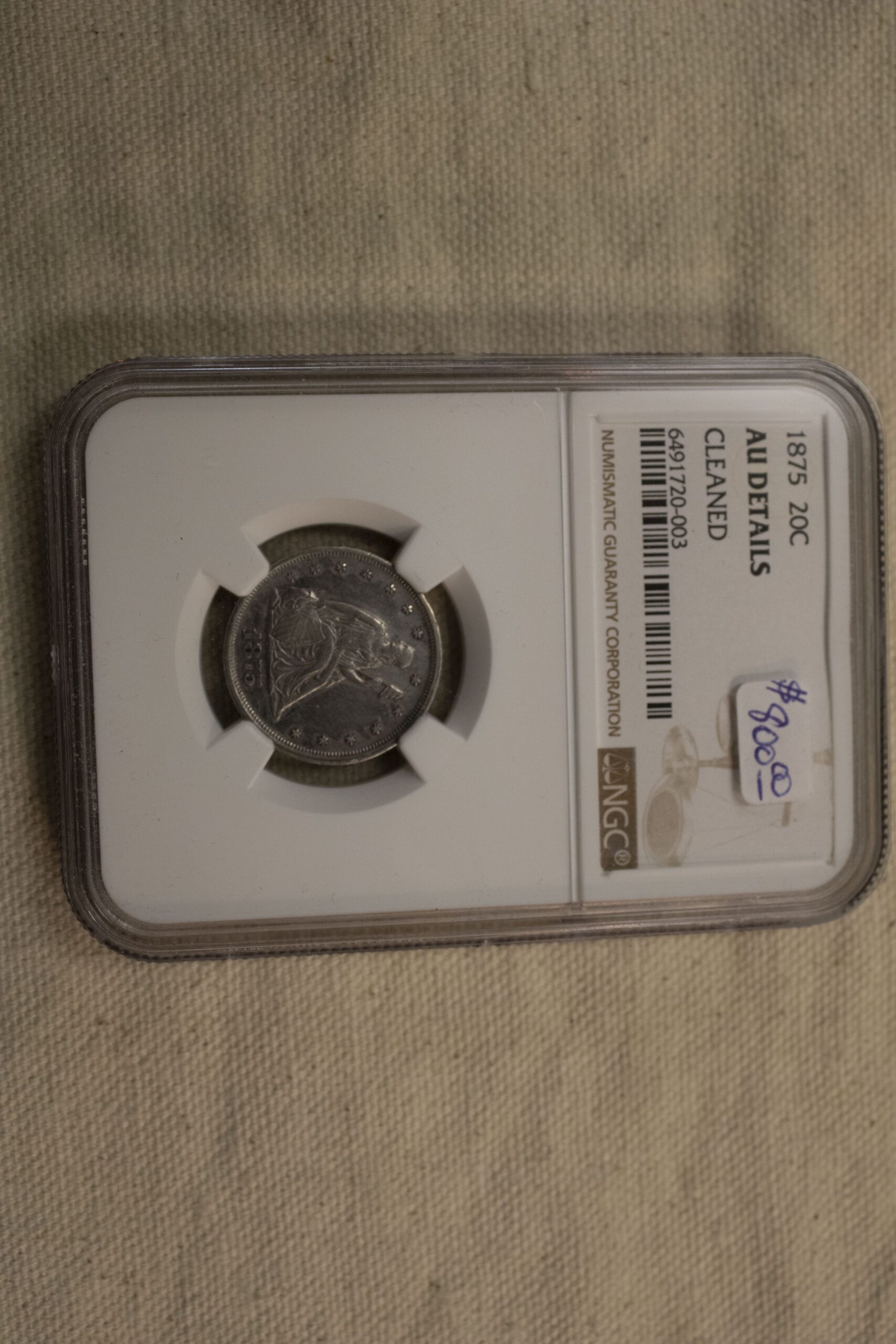 1875 20 Cent AU Details Cleaned NGC Certified
