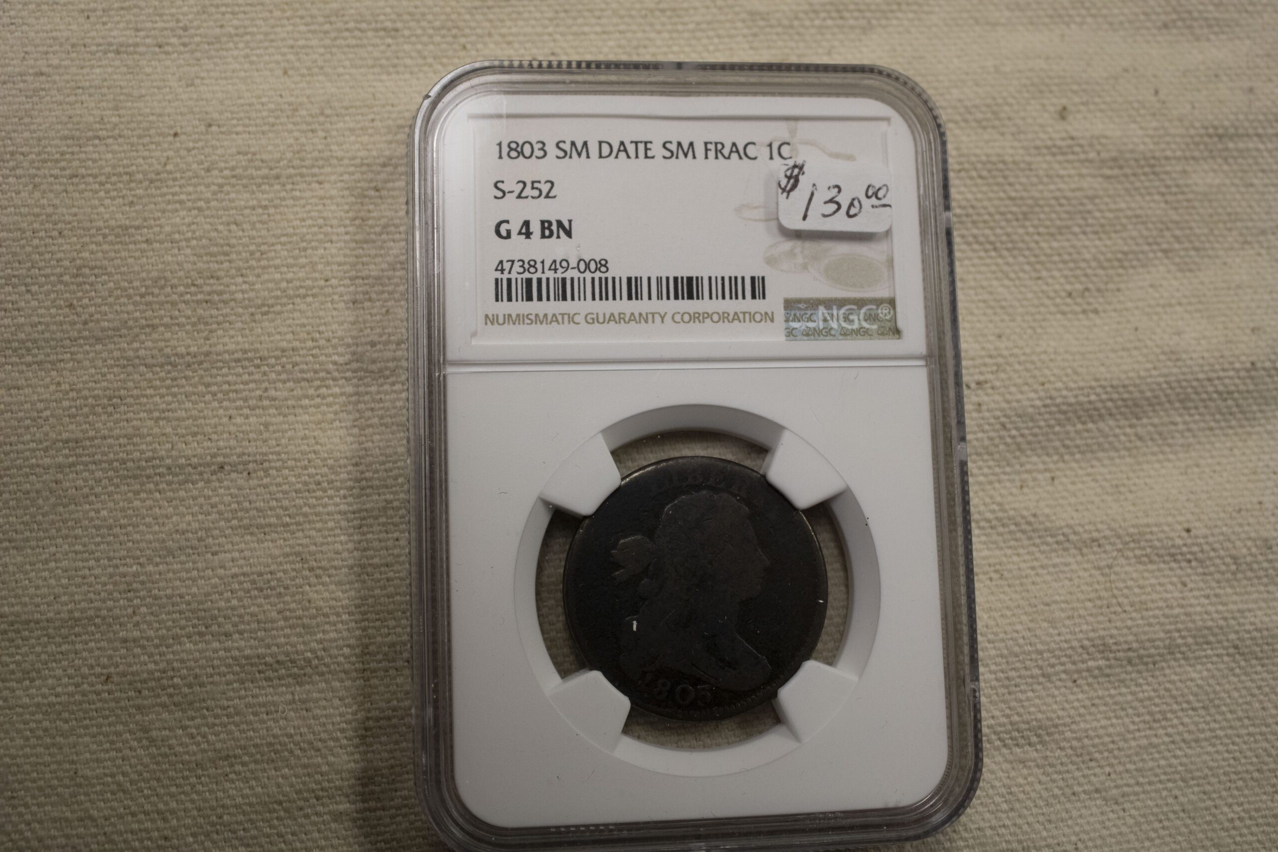 1803 SM Date SM Frac 1C S-252 G 4 BN NGC Certified (CHECK PLEASE)