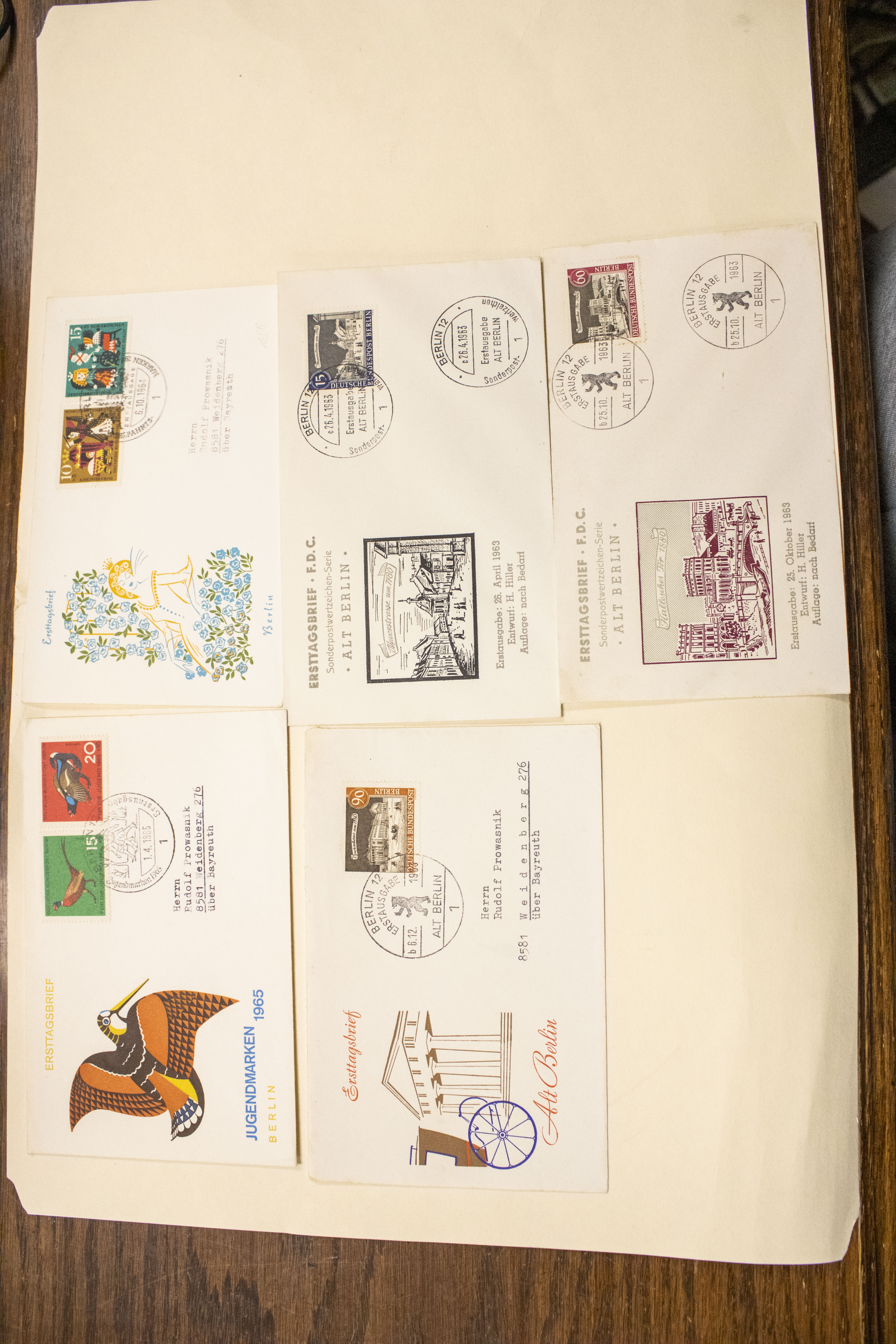 Five Berlin Germany Covers First Day Cancels 1963-65