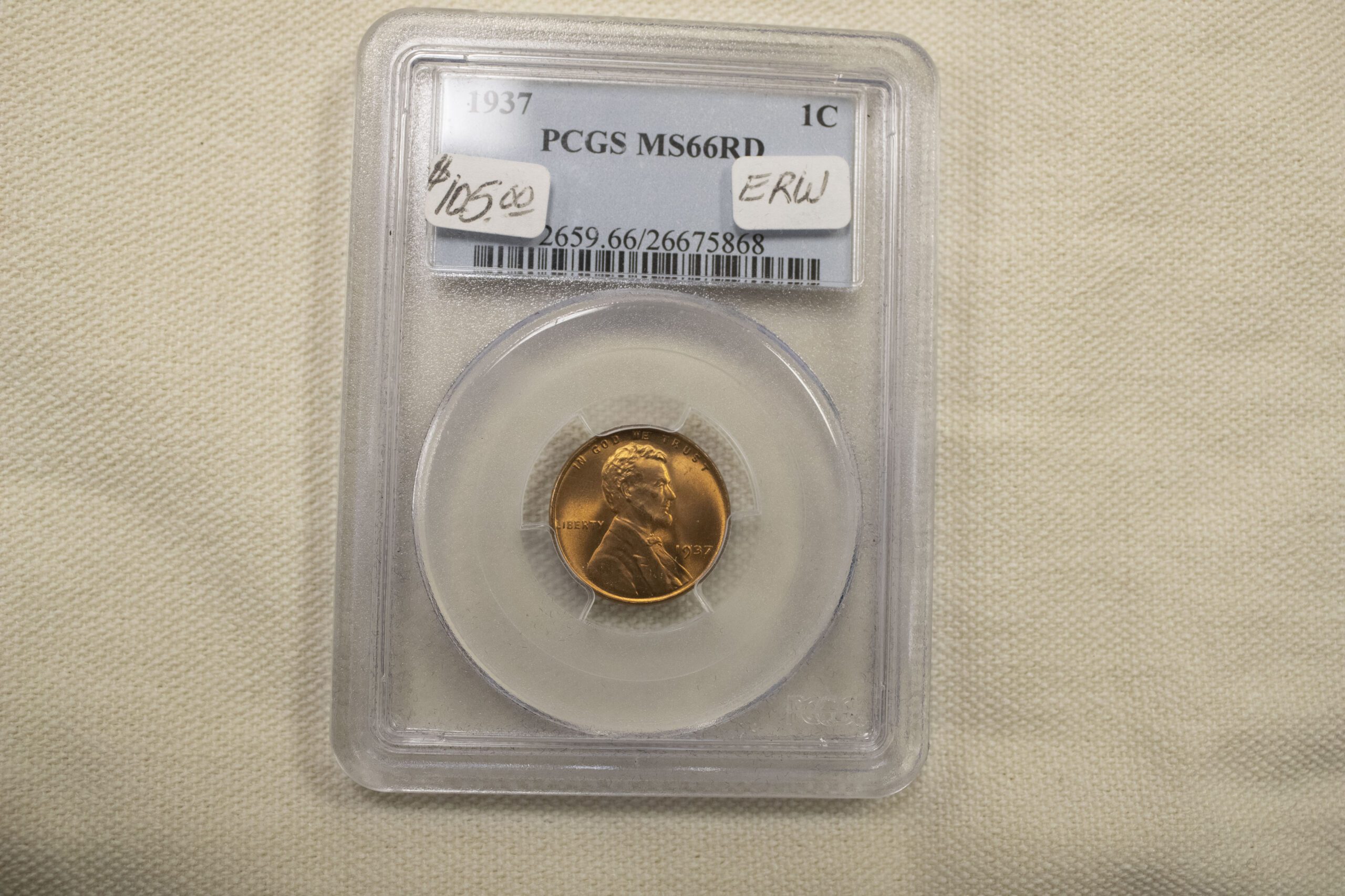 1937 PCGS MS66RD 1 Cent ERW