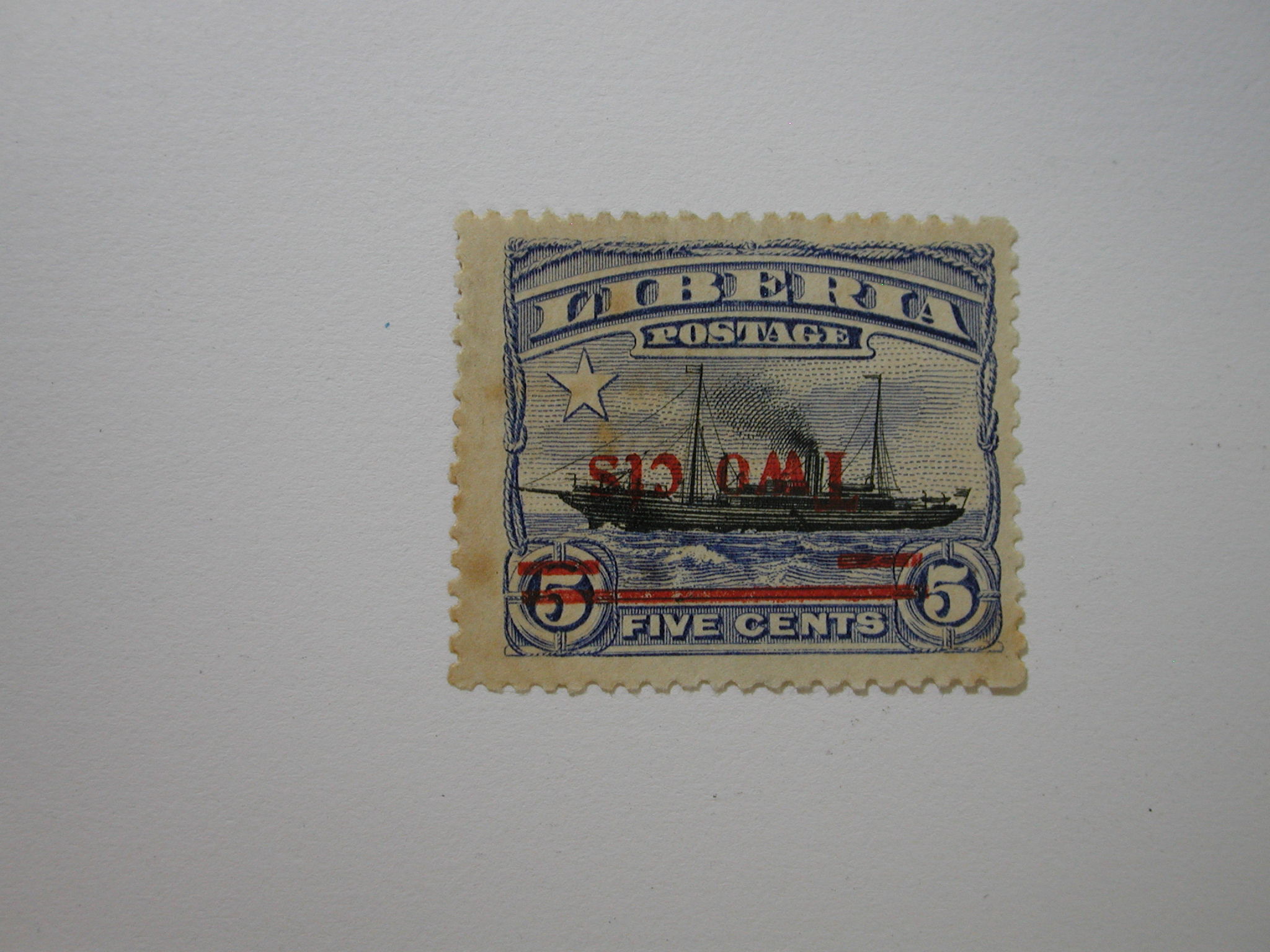 Liberia Scott #117 5 Cents Ship - Great Color - Hinged