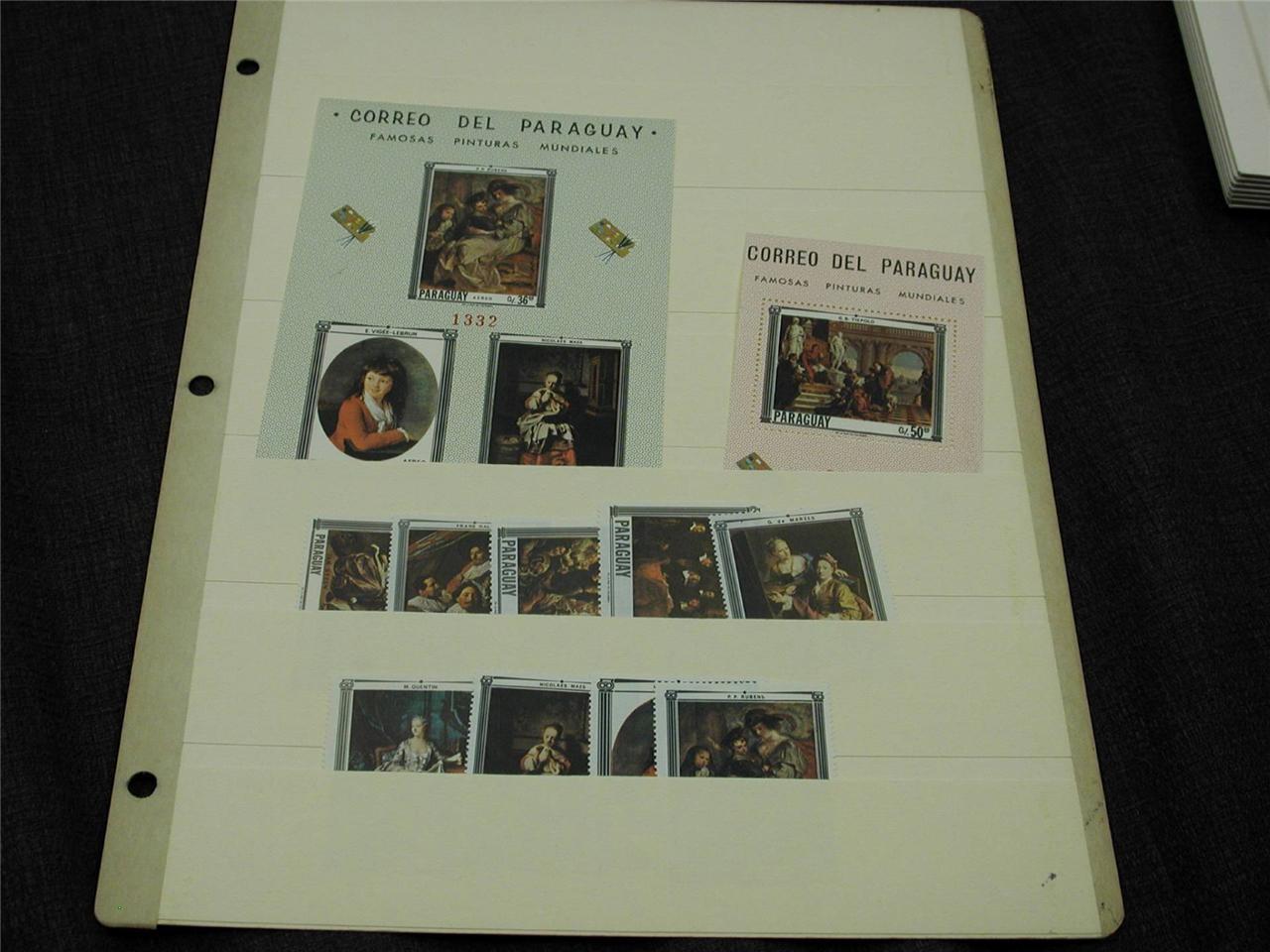 Paraguay #1031-40 with IMPERF Souvenir sheet never hinged