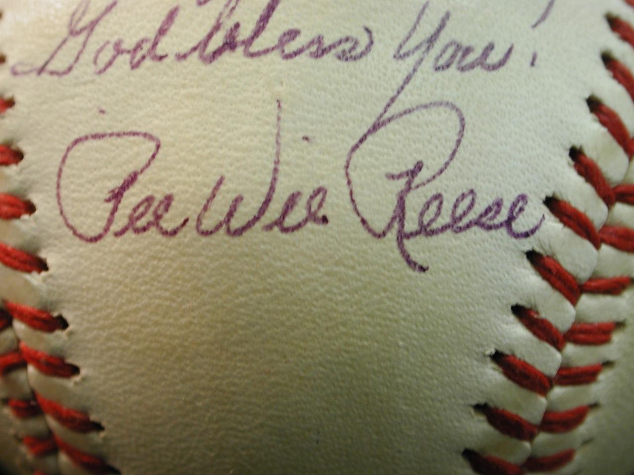 Pee Wee Reese Autographed Jerseys, Signed Pee Wee Reese Inscripted Jerseys