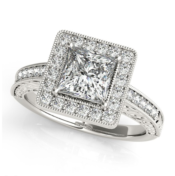 Engagement Ring - Unbranded 10k White Gold 1/2 Carat T.W. Diamond Halo Engagement Ring Women's