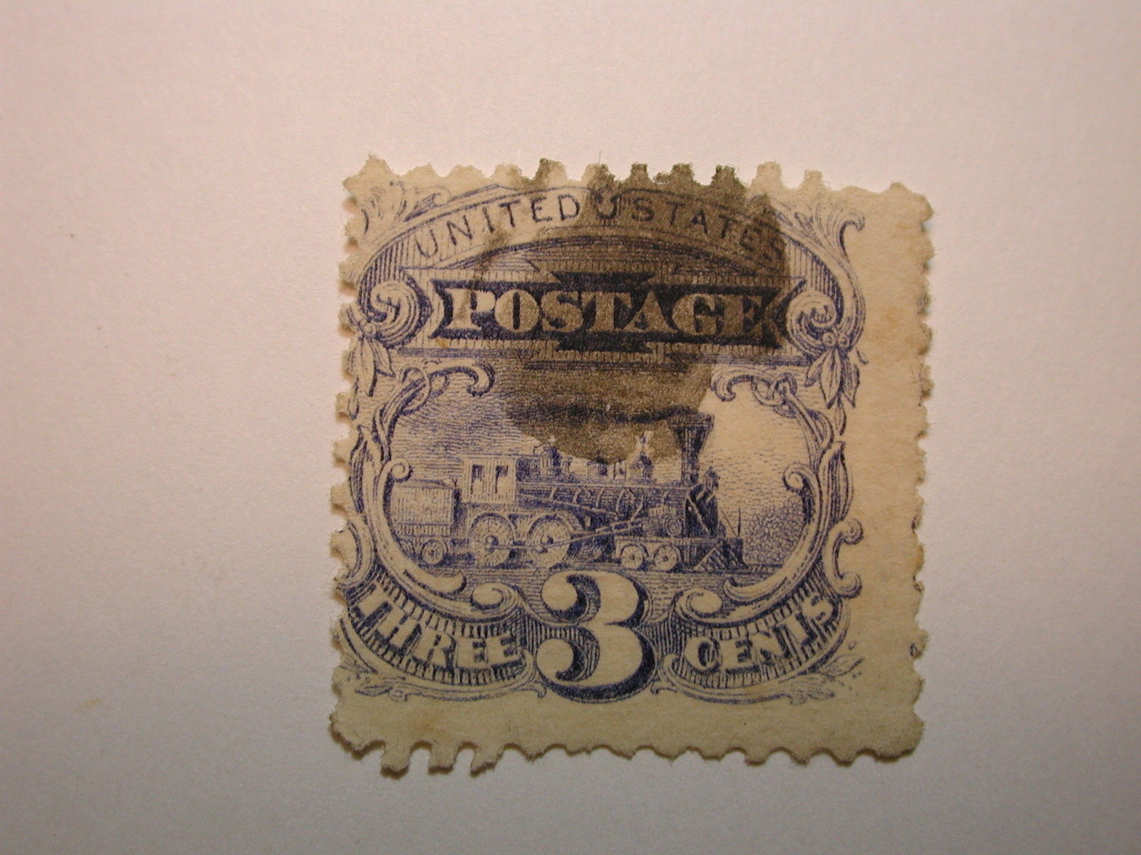 U.S. Scott #114 3 Cent Pictorial Issue Locomotive 1869, used