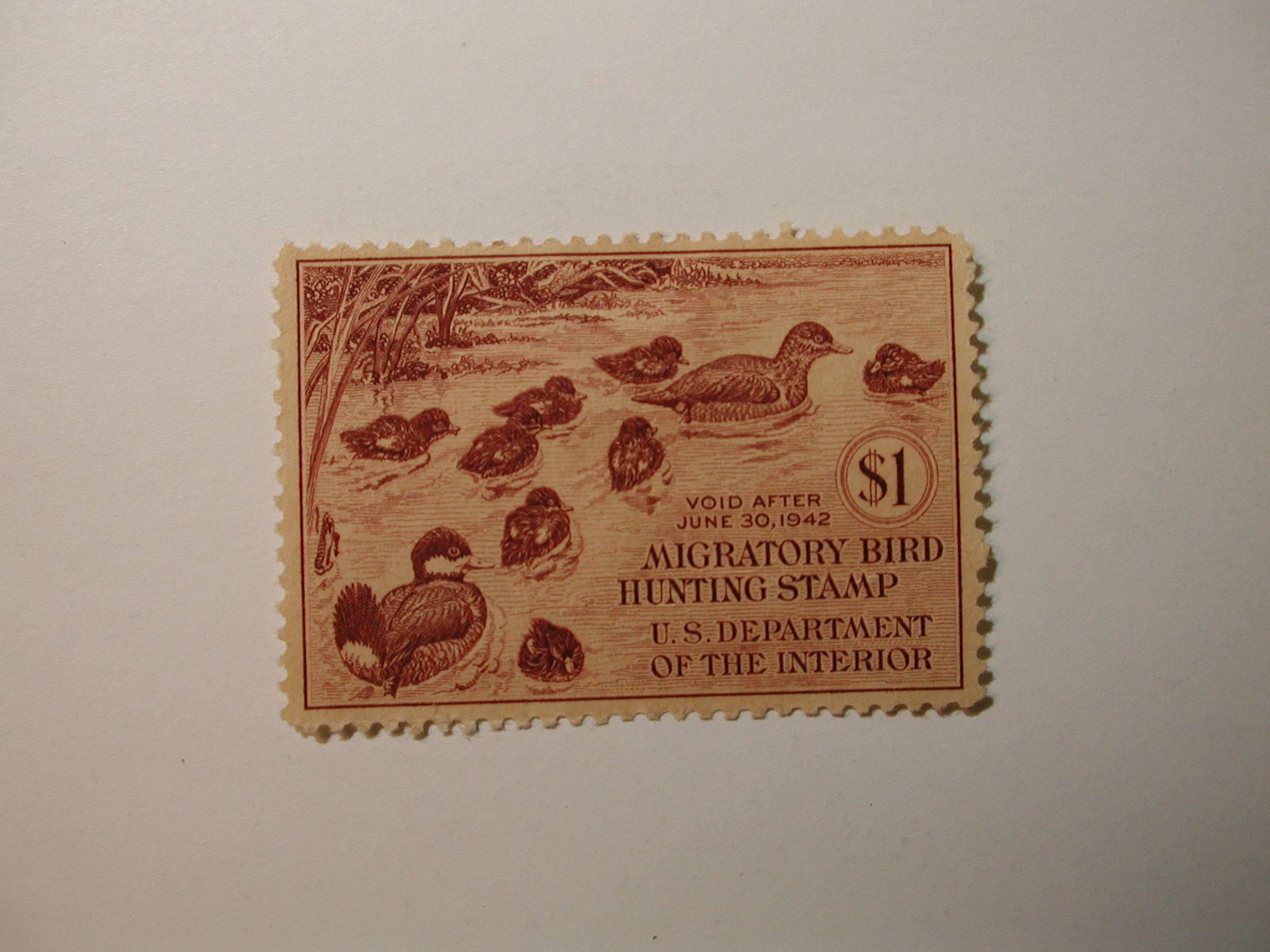 U.S. Stamp Scott #RW9 US Department of Agriculture $1 Migratory Bird Hunting Stamp No Gum