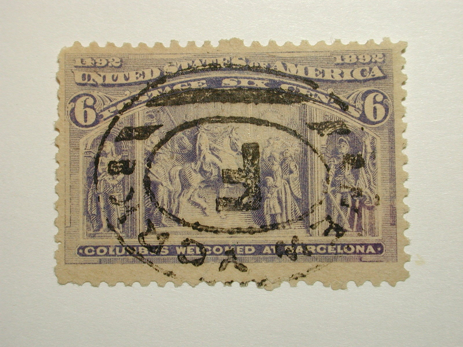 US Stamp Scott #235 Columbus Welcome Barcelona 1893 used